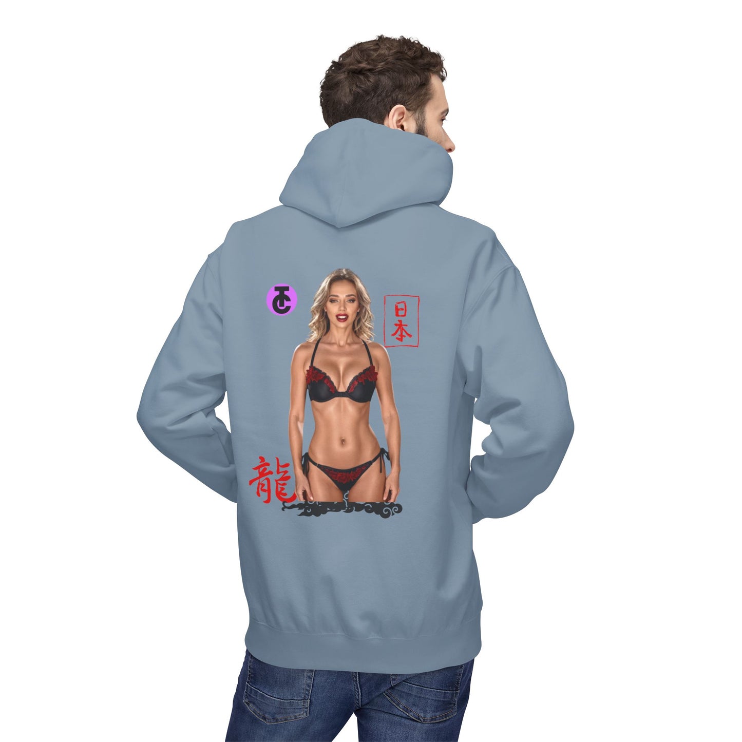 Midweight Softstyle Fleece Hoodie - Vibrant Japanese-Inspired Design