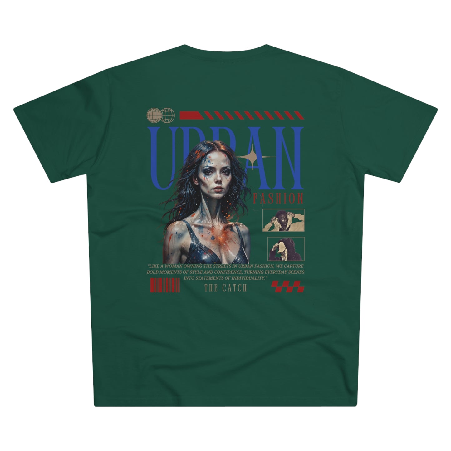 Urban Fashion Men's Modern-fit Tee - 'THE CATCH' Graphic Shirt for Trendsetters