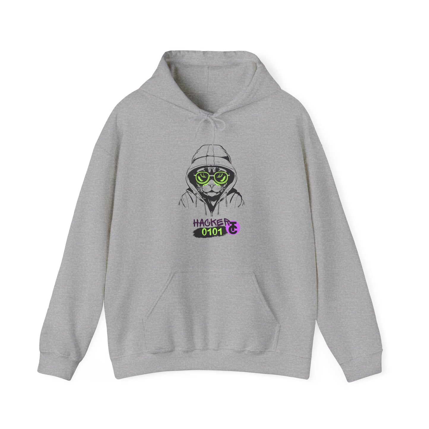 Hacker Cat Hoodie - Cozy Sweatshirt, Streetwear Pullover, Tech Enthusiast Gift, Cyberpunk Apparel, Casual Fashion - THE CATCH