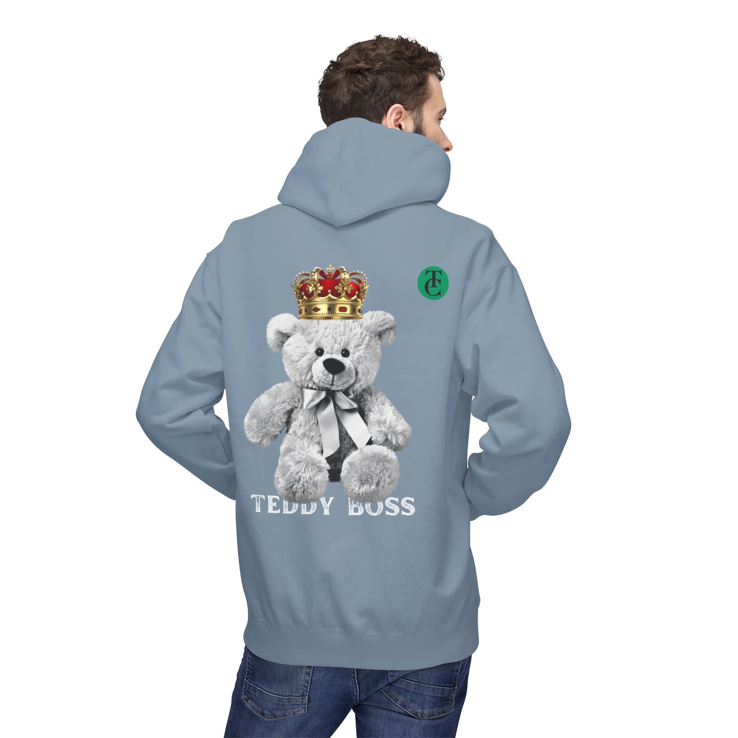 Teddy Boss Hoodie: Midweight Softstyle Fleece with Crowned Bear Design
