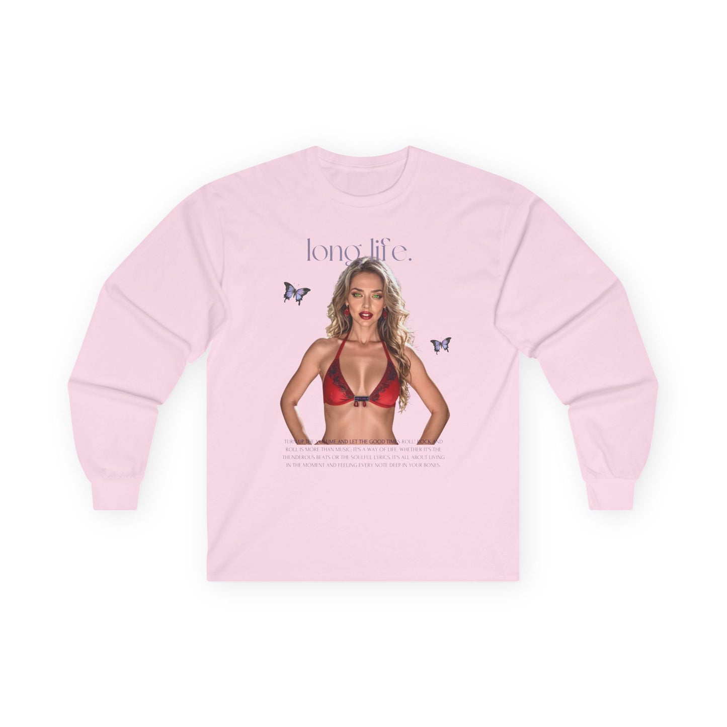 Long Sleeve Tee - 'Long Life' Graphic with Butterfly Design - THE CATCH