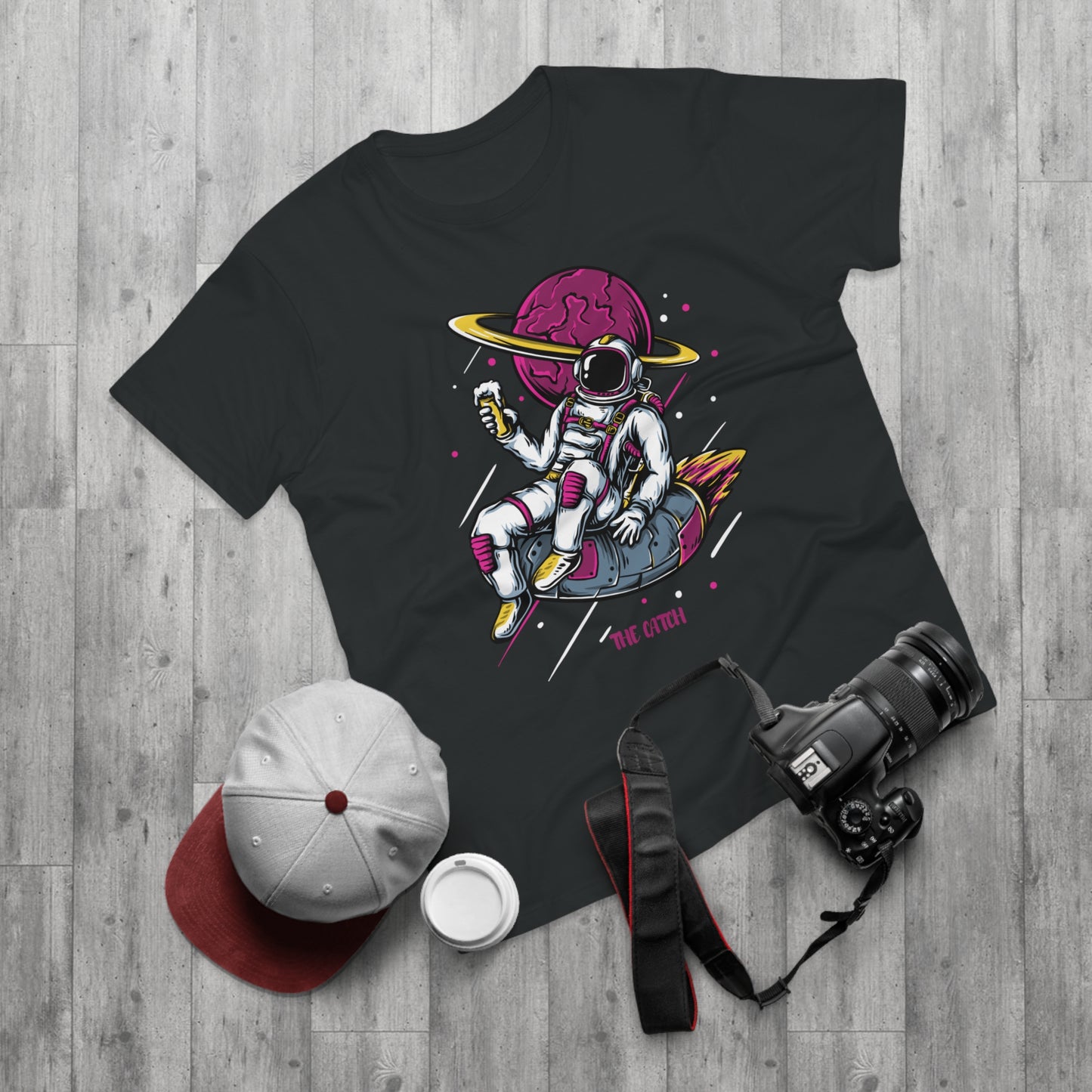 Cosmic Adventure Men's T-Shirt - Retro Astronaut Design