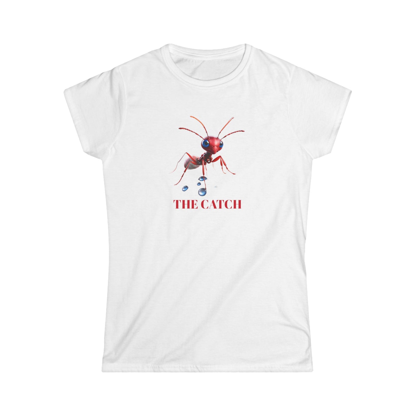Women's Softstyle Tee - 'The Catch' Ant Graphic Shirt for Nature Lovers - THE CATCH