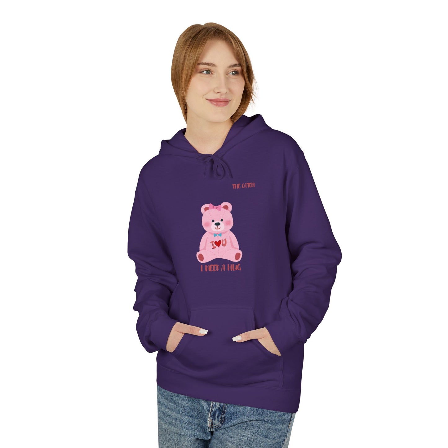 I Need a Hug Teddy Bear Fleece Hoodie