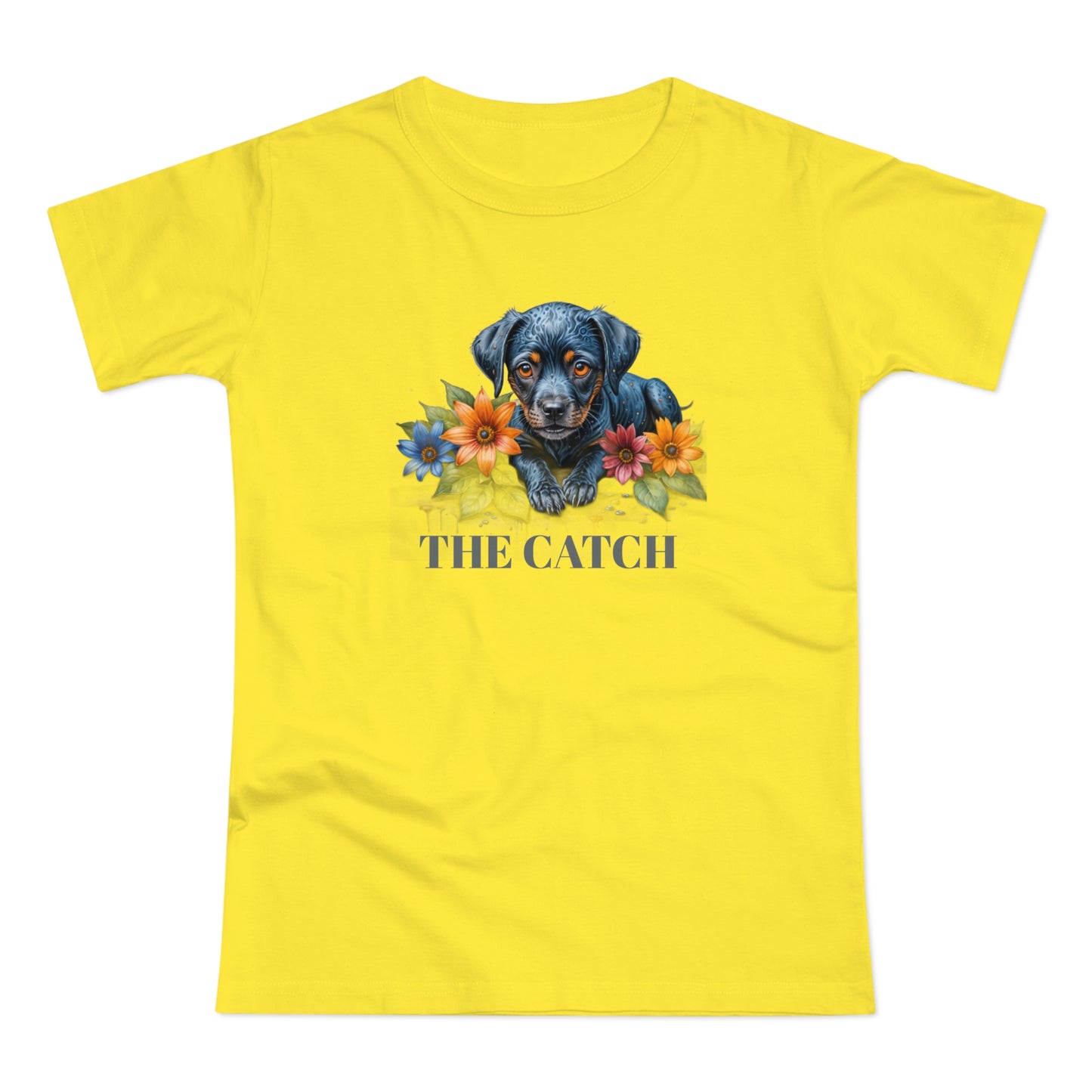 The Catch Dog-Themed Women's T-Shirt - Floral Design for Pet Lovers - THE CATCH