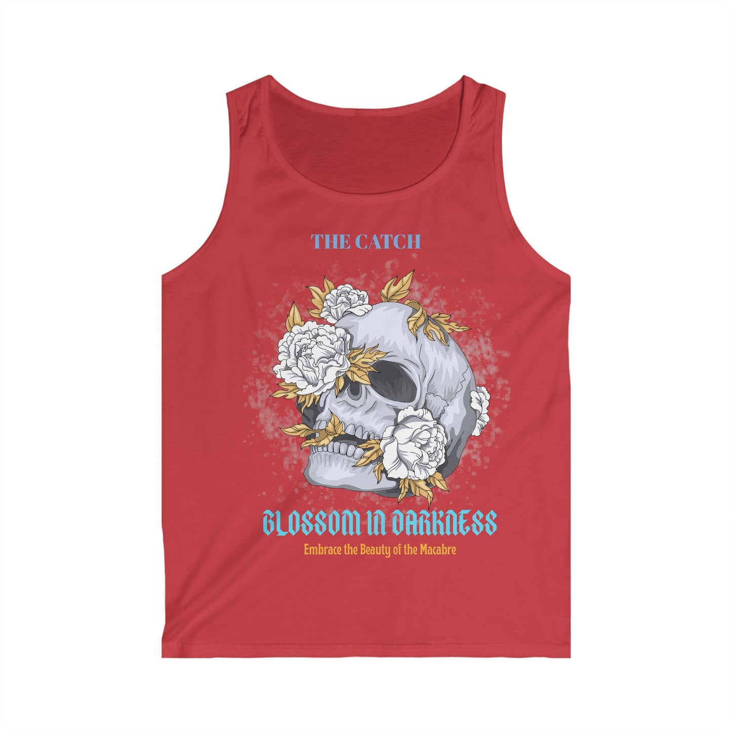 Men's Softstyle Tank Top - Blossom in Darkness - Embrace the Beauty of the Macabre - THE CATCH