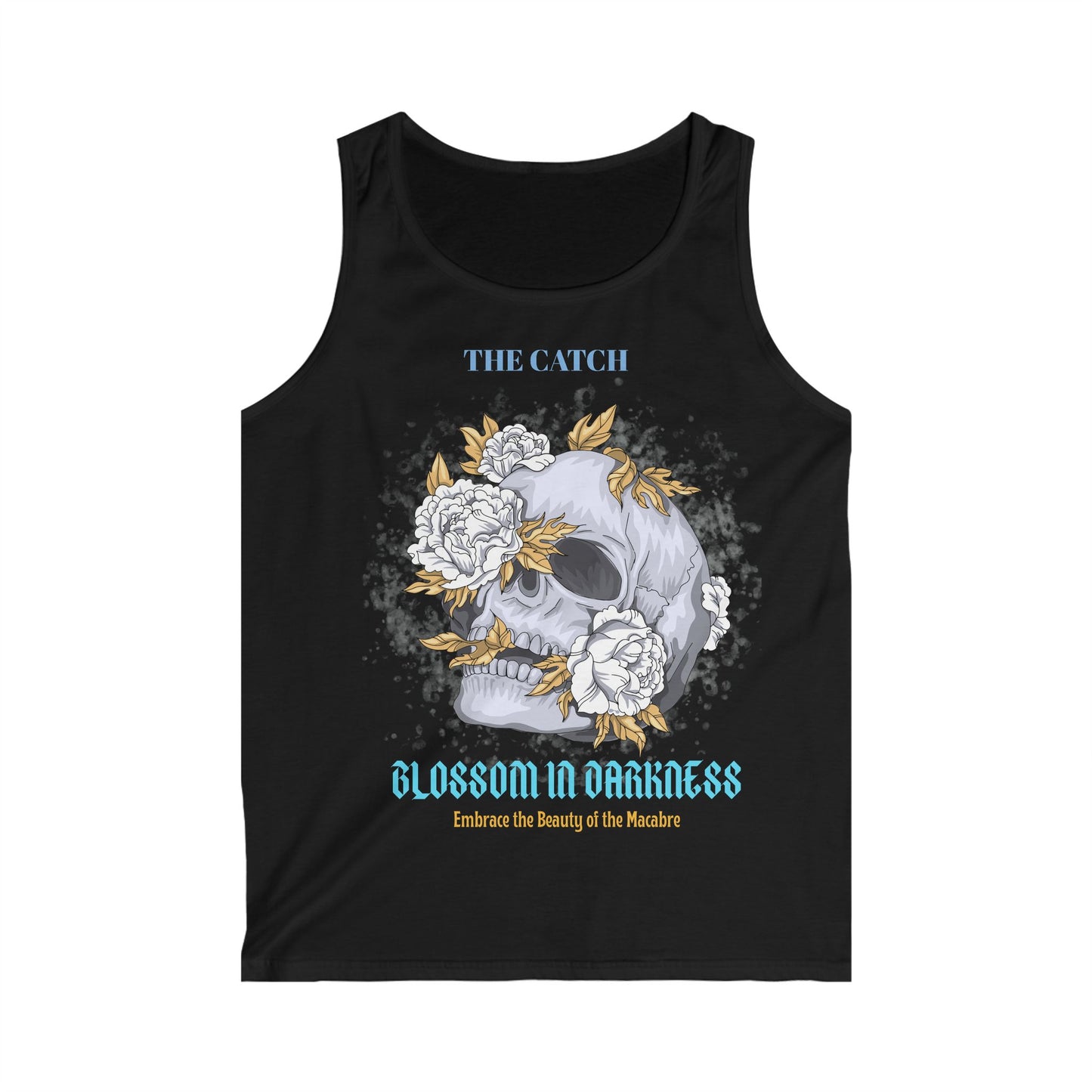 Men's Softstyle Tank Top - Blossom in Darkness - Embrace the Beauty of the Macabre - THE CATCH