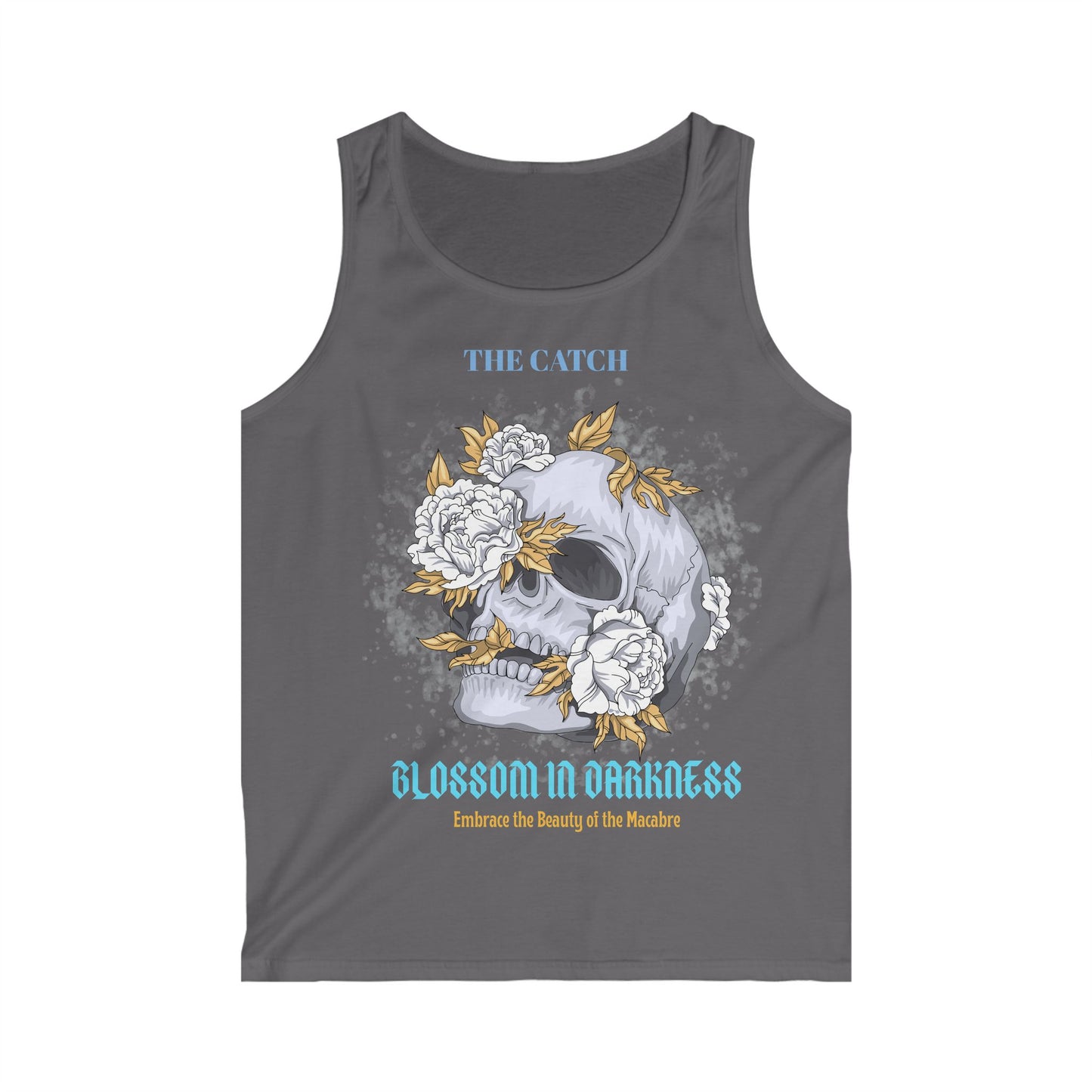 Men's Softstyle Tank Top - Blossom in Darkness - Embrace the Beauty of the Macabre - THE CATCH