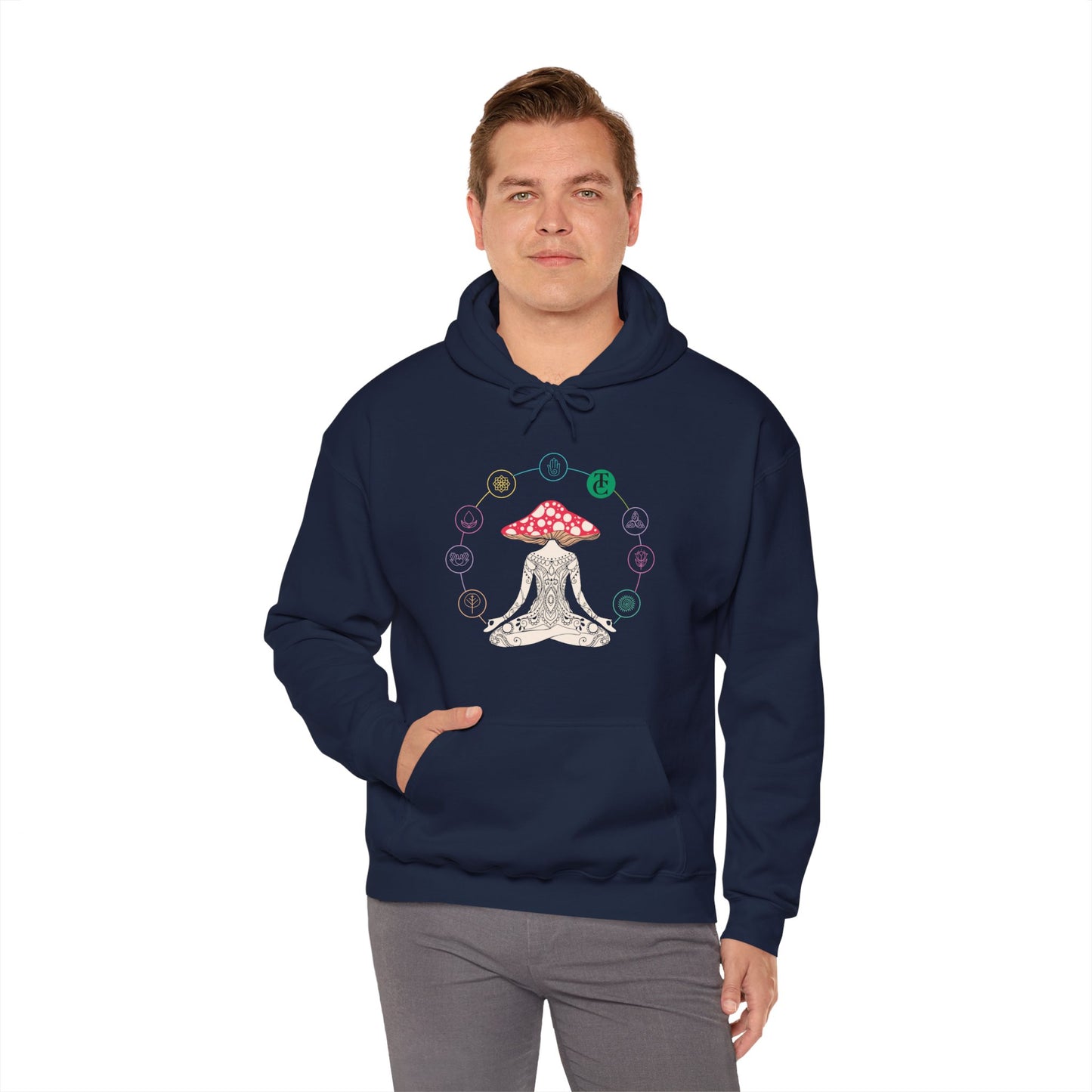 Meditative Mushroom Hoodie - Hooded Sweatshirt, Spiritual Fashion, Cozy Gift, Yoga Attire, Mindfulness Wear, Fall Fashion
