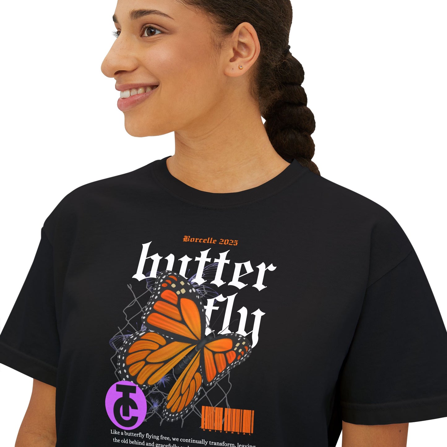 Bohemian Butterfly Women's Boxy Tee, Casual Tee, Graphic Tee, Summer Shirt, Nature Lover Gift