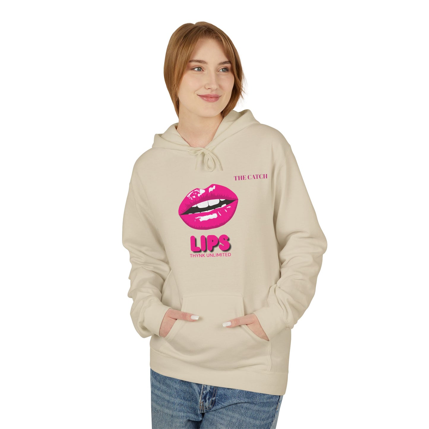 Fleece Hoodie with Chic Lip Design - Perfect for Casual Outings and Gifts