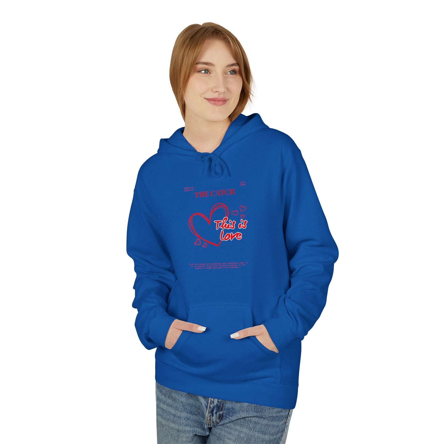 'This is Love' Fleece Hoodie - Perfect for Valentine's Day & Cozy Days
