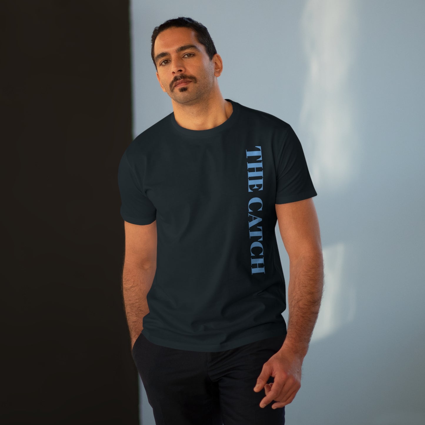 Urban Fashion Men's Modern-fit Tee - 'THE CATCH' Graphic Shirt for Trendsetters - THE CATCH