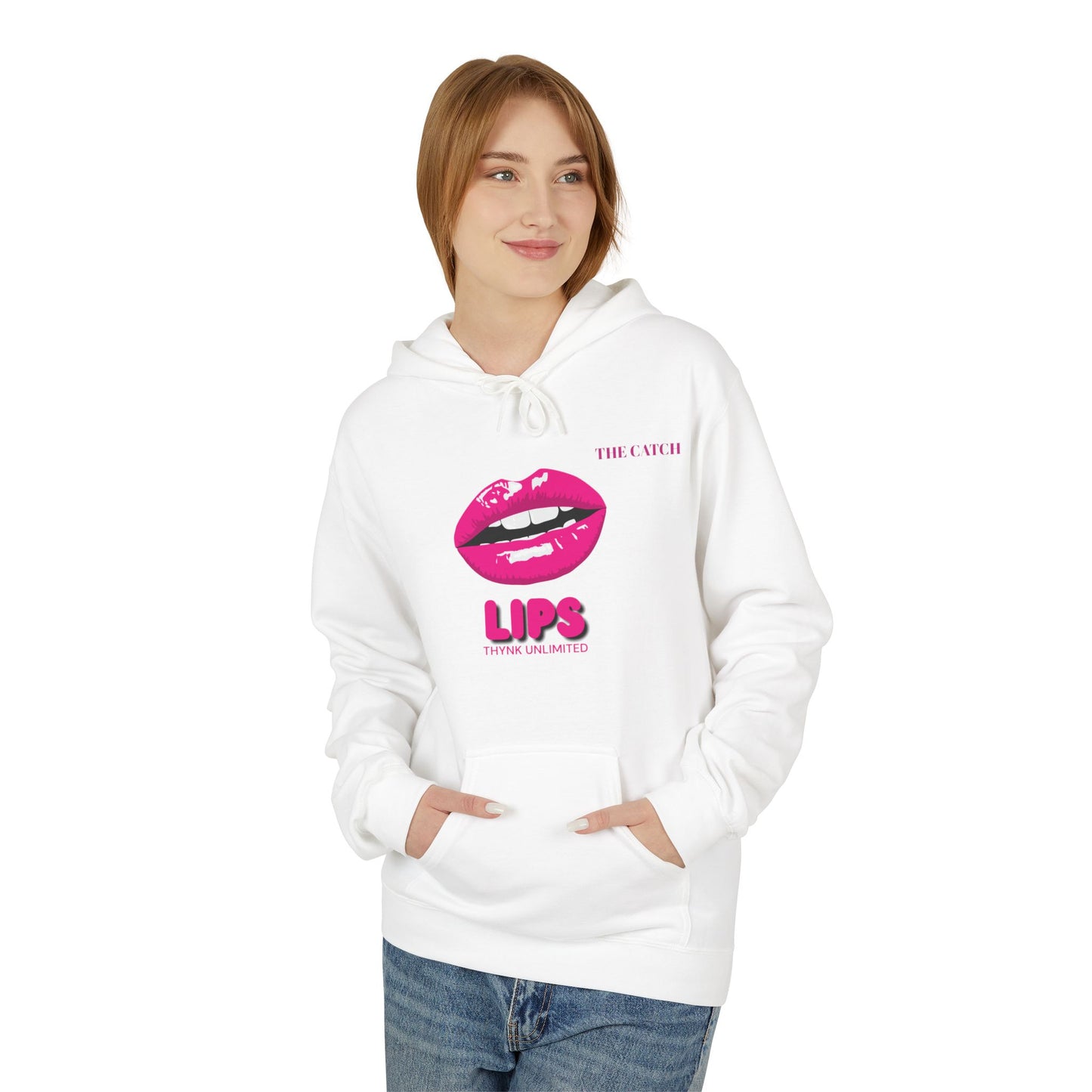 Fleece Hoodie with Chic Lip Design - Perfect for Casual Outings and Gifts