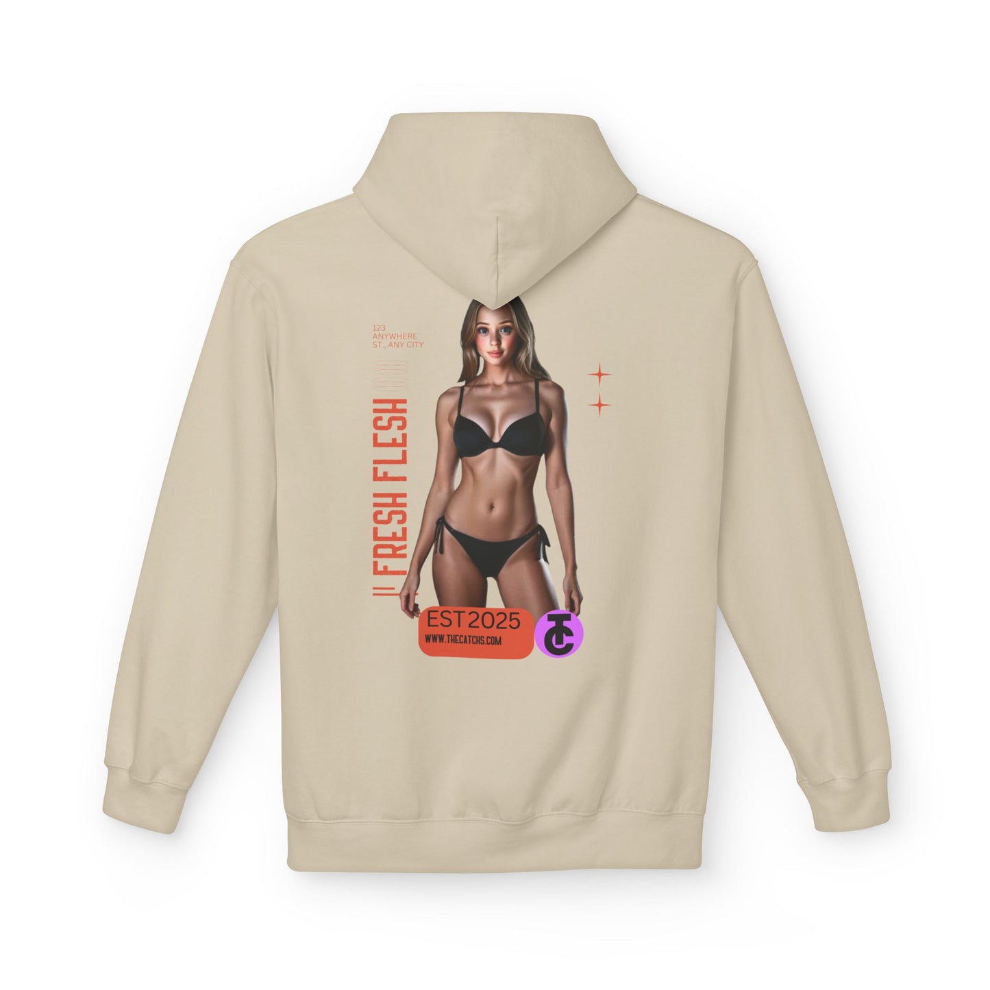 Fresh Flesh Graphic Hoodie for Trendsetters Midweight Fleece Sweatshirt - THE CATCH