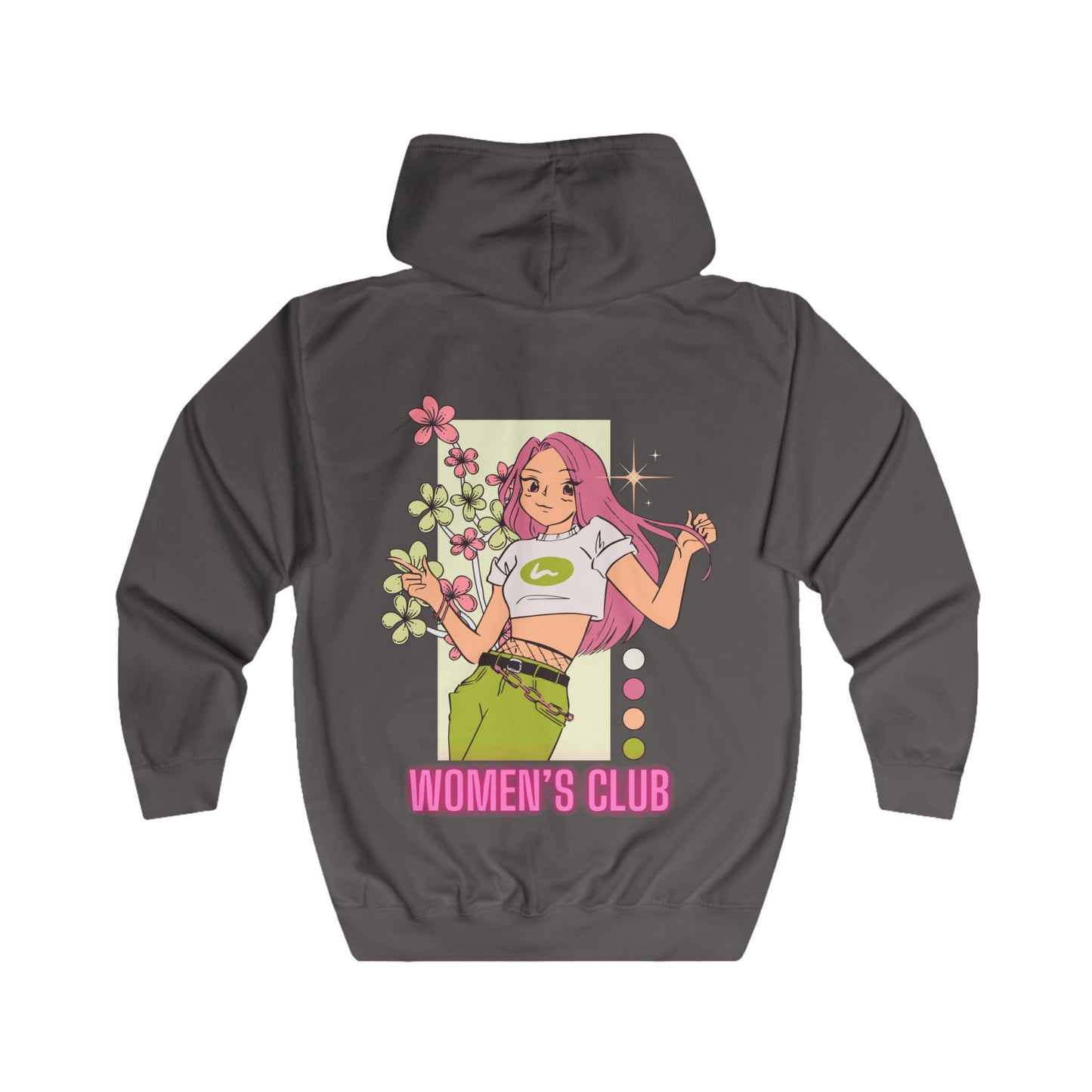 Trendy Women's Club Zip Hoodie - Floral Graphic, Comfortable Full Zip Design - THE CATCH