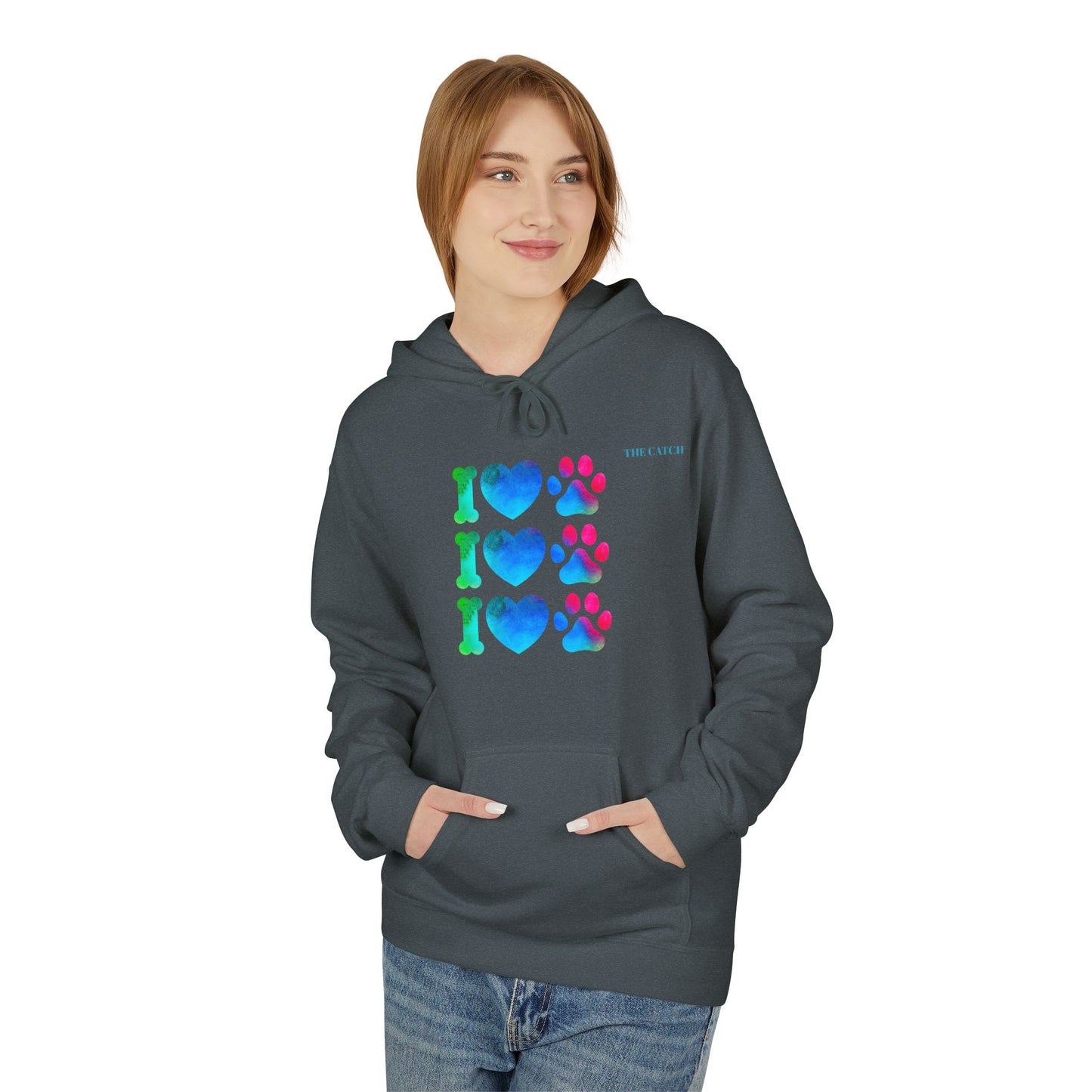 I Love Pets Midweight Softstyle Fleece Hoodie – Perfect Gift for Animal Lovers
