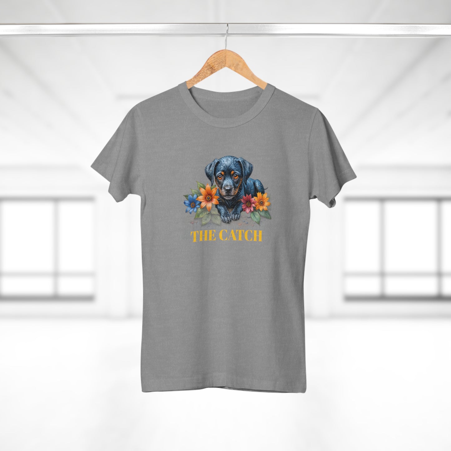 The Catch Dog-Themed Women's T-Shirt - Floral Design for Pet Lovers - THE CATCH