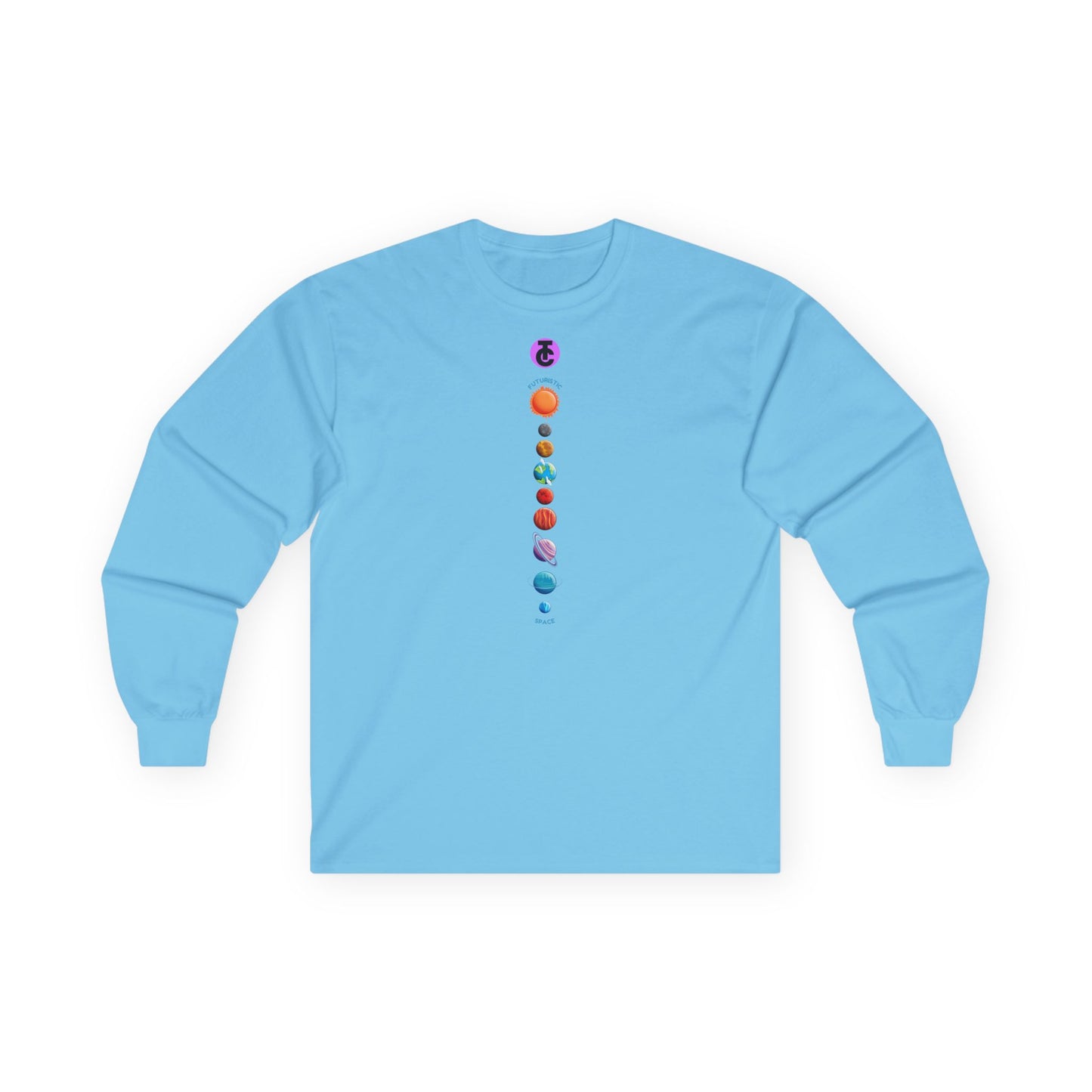 Man's Long Sleeve Tee - Cosmic Planets Design - Perfect for Astronomers & Space Lovers