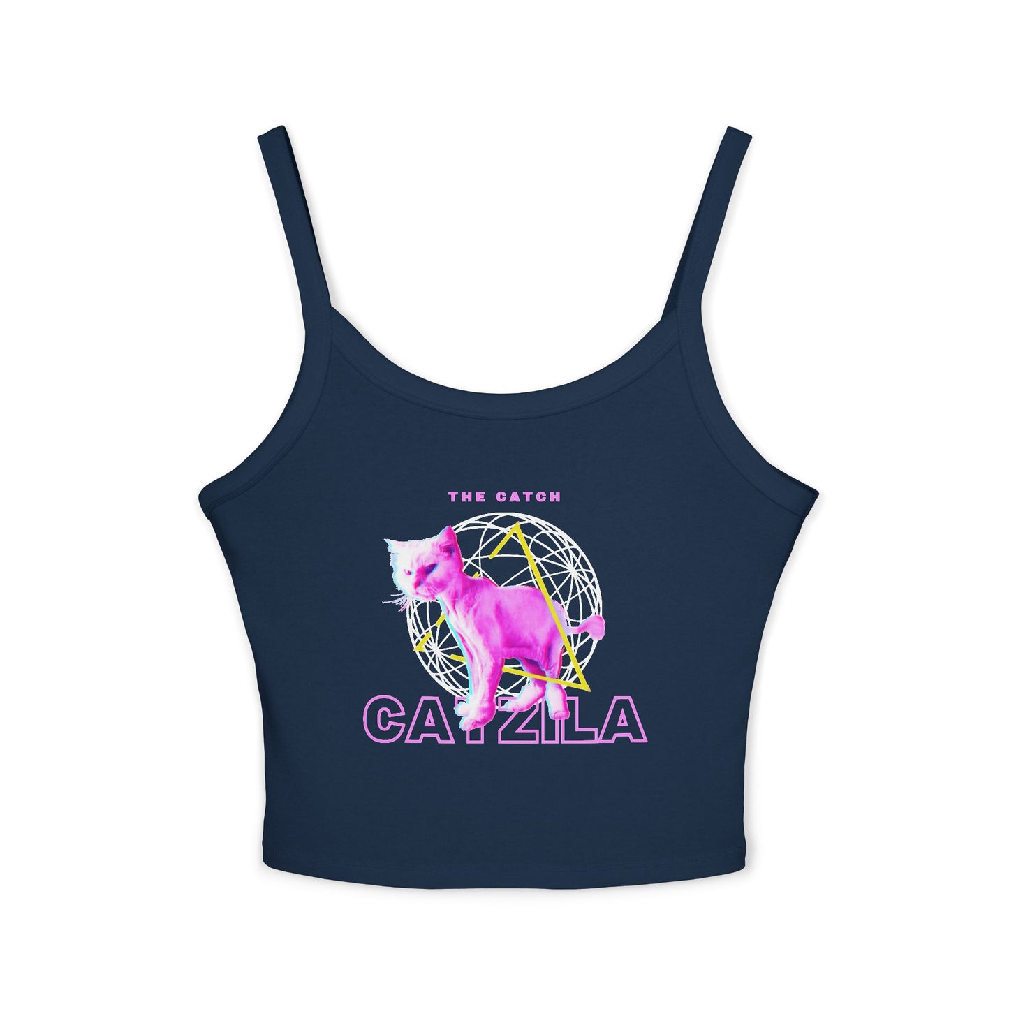 Colorful Cat Graphic Women's Tank Top, Summer Tops, Cute Cat Apparel, Gifts for Cat Lovers, Trendy Spaghetti Strap Shirt - THE CATCH