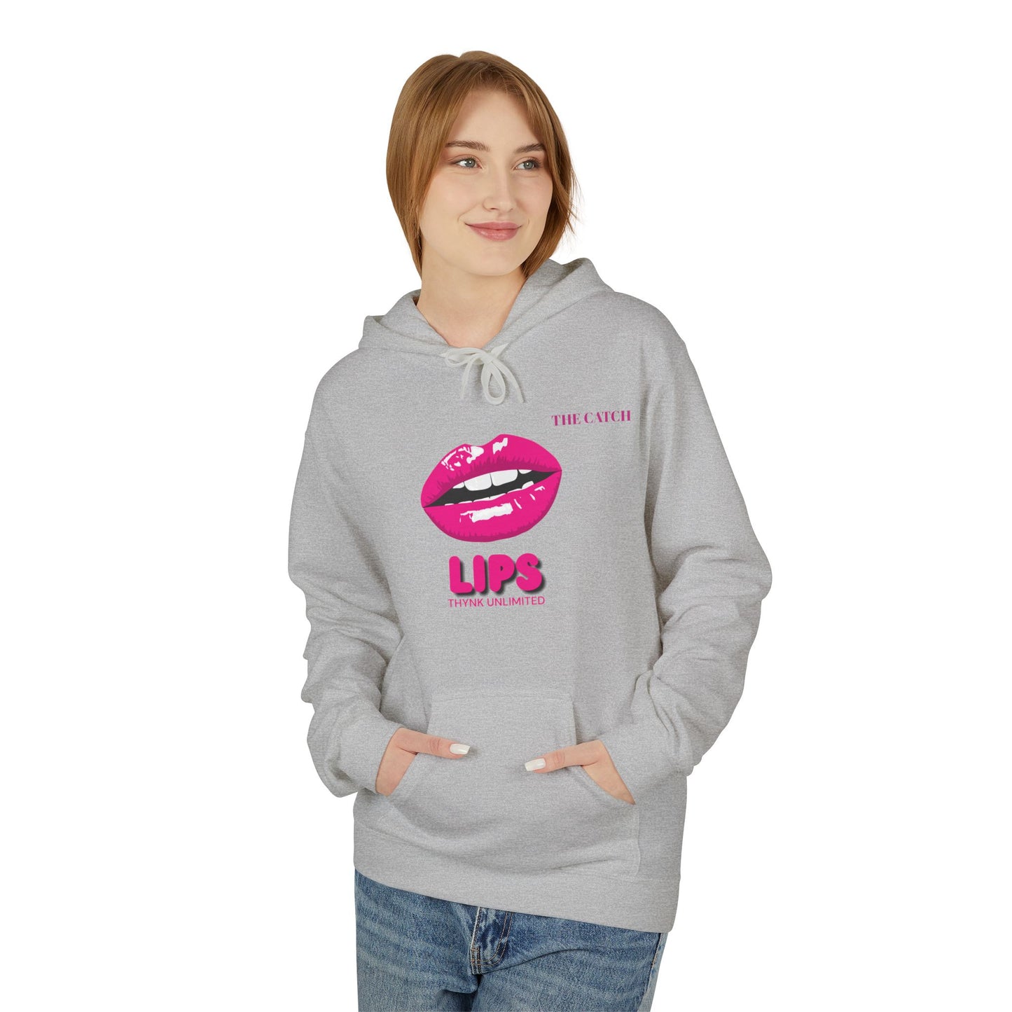 Fleece Hoodie with Chic Lip Design - Perfect for Casual Outings and Gifts