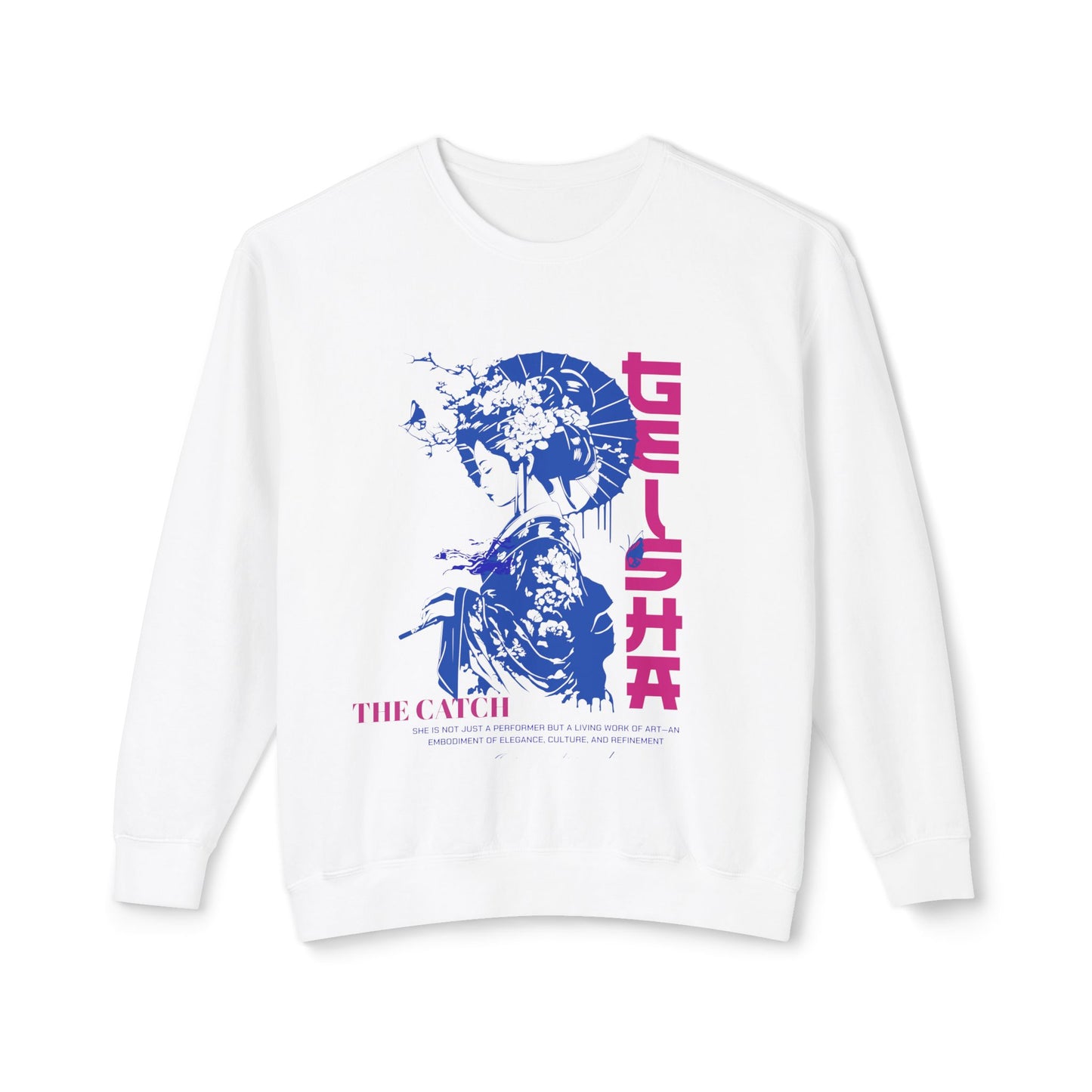 Geisha Artwork Women's Lightweight Crewneck Sweatshirt - Stylish and Cultural Design