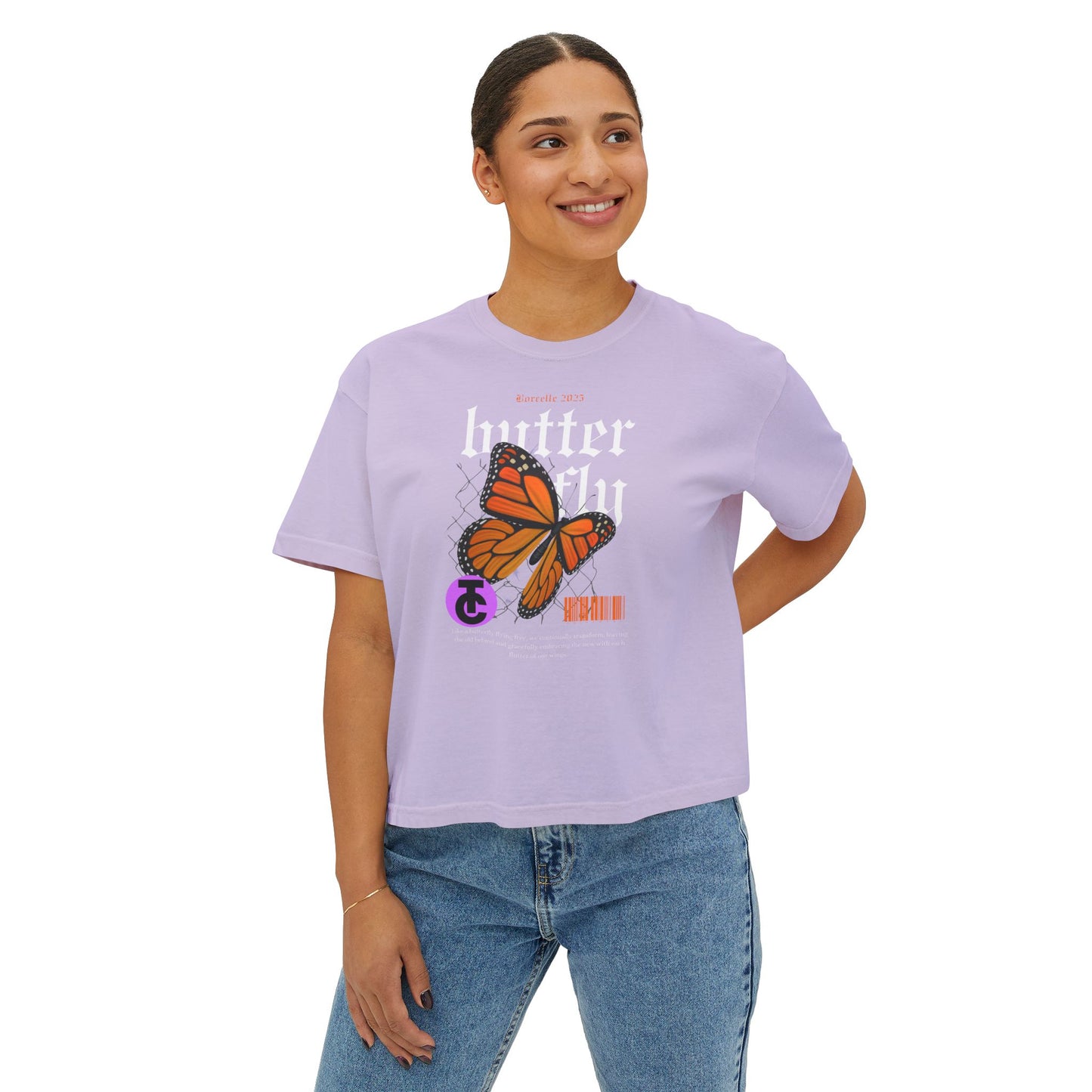 Bohemian Butterfly Women's Boxy Tee, Casual Tee, Graphic Tee, Summer Shirt, Nature Lover Gift