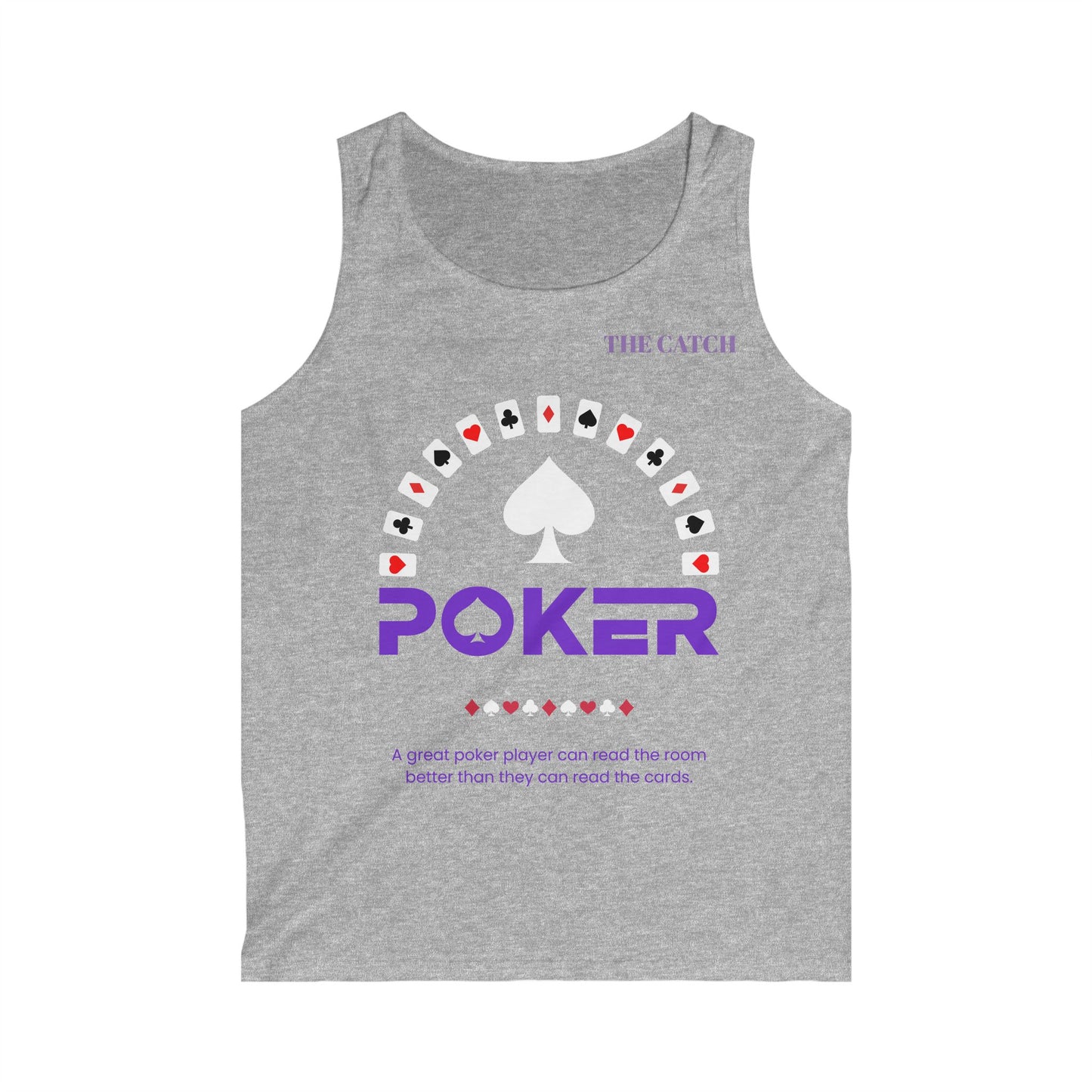 Men's Poker Themed Softstyle Tank Top - Perfect for Game Nights & Casual Wear - THE CATCH