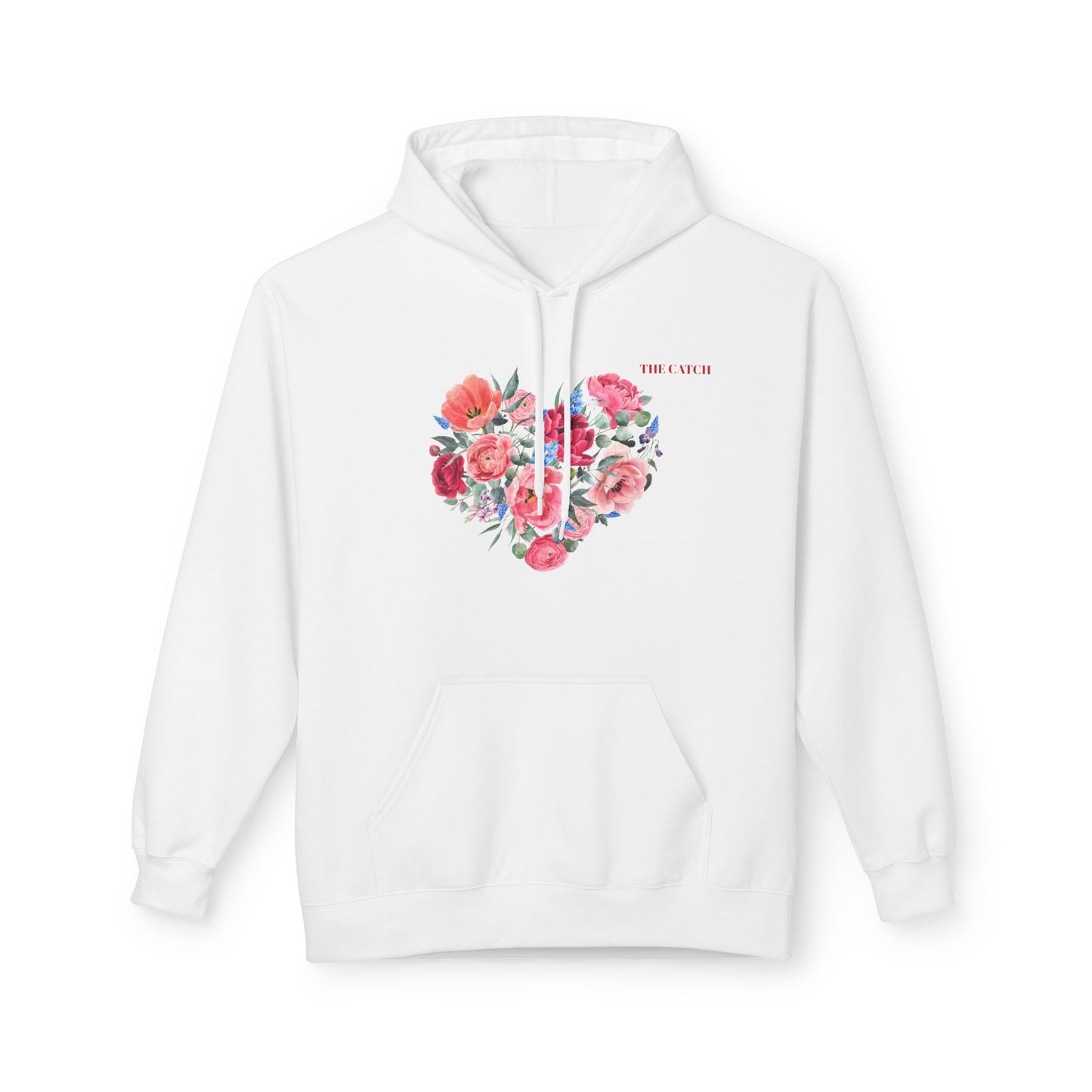 Floral Heart Fleece Hoodie - Softstyle Sweatshirt