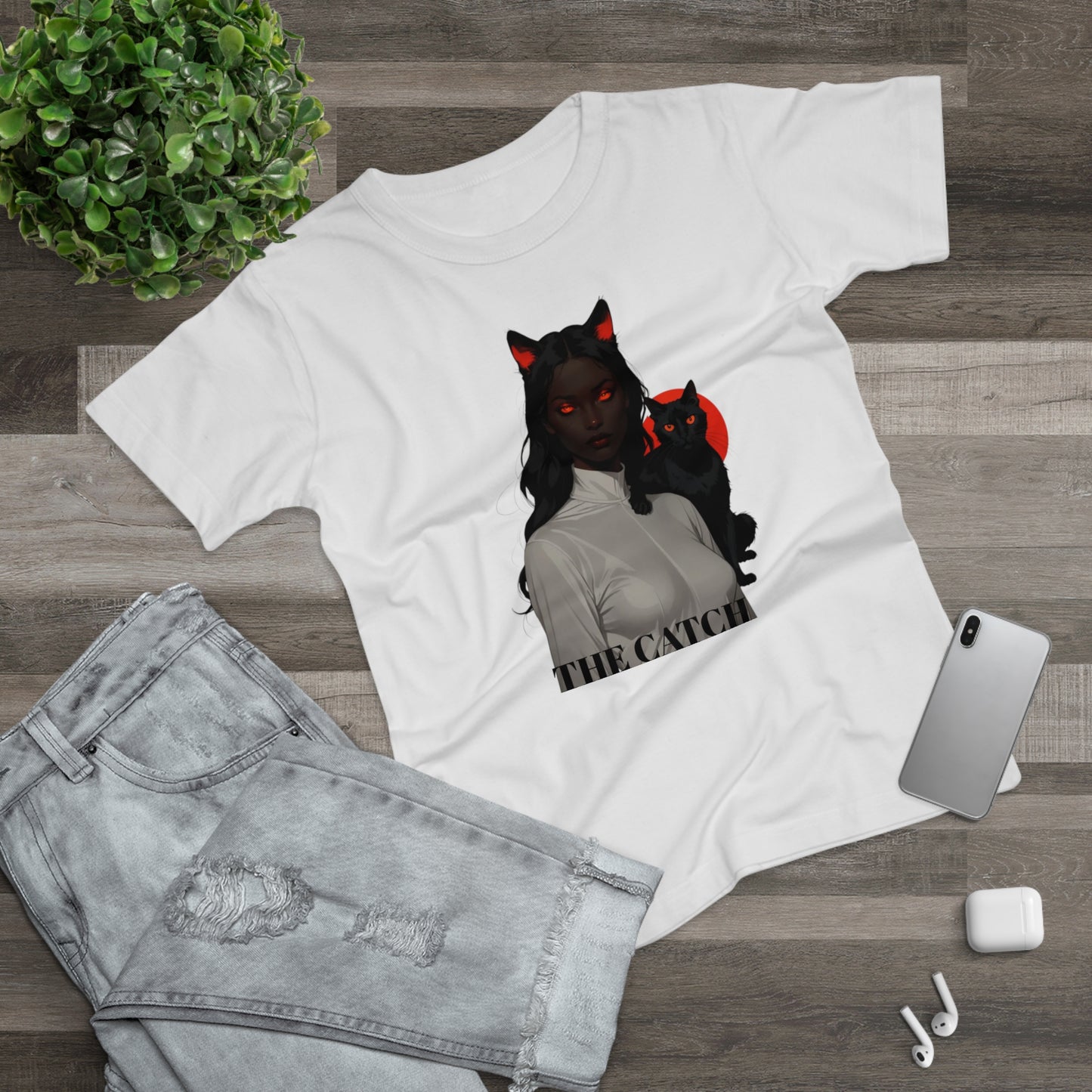 The Catch Women's T-Shirt - Stylish Cat-Themed Graphic Tee for Cat Lovers - THE CATCH