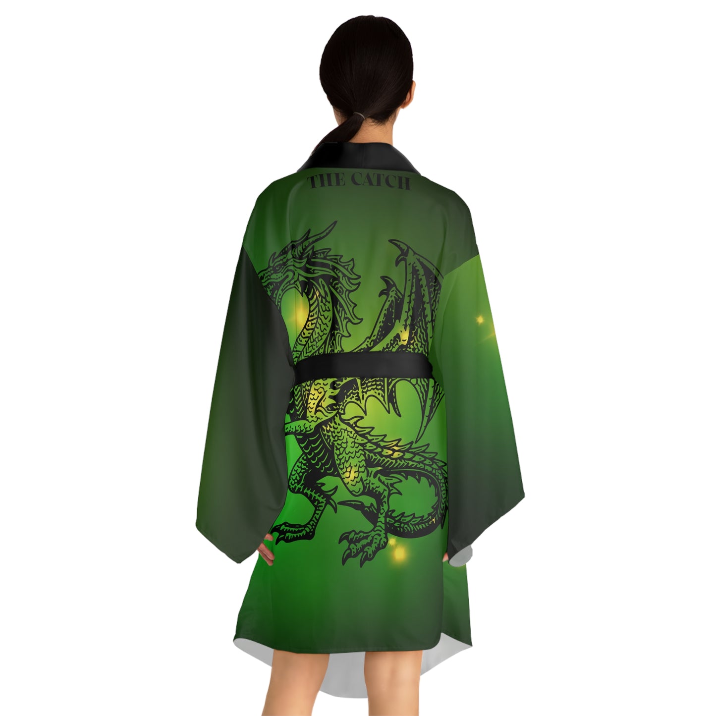 Enchanted Glow Long Sleeve Kimono Robe | Cozy Loungewear, Festival Outfit, Spa Day Gift, Green AOP Design, Relaxation Essential - THE CATCH