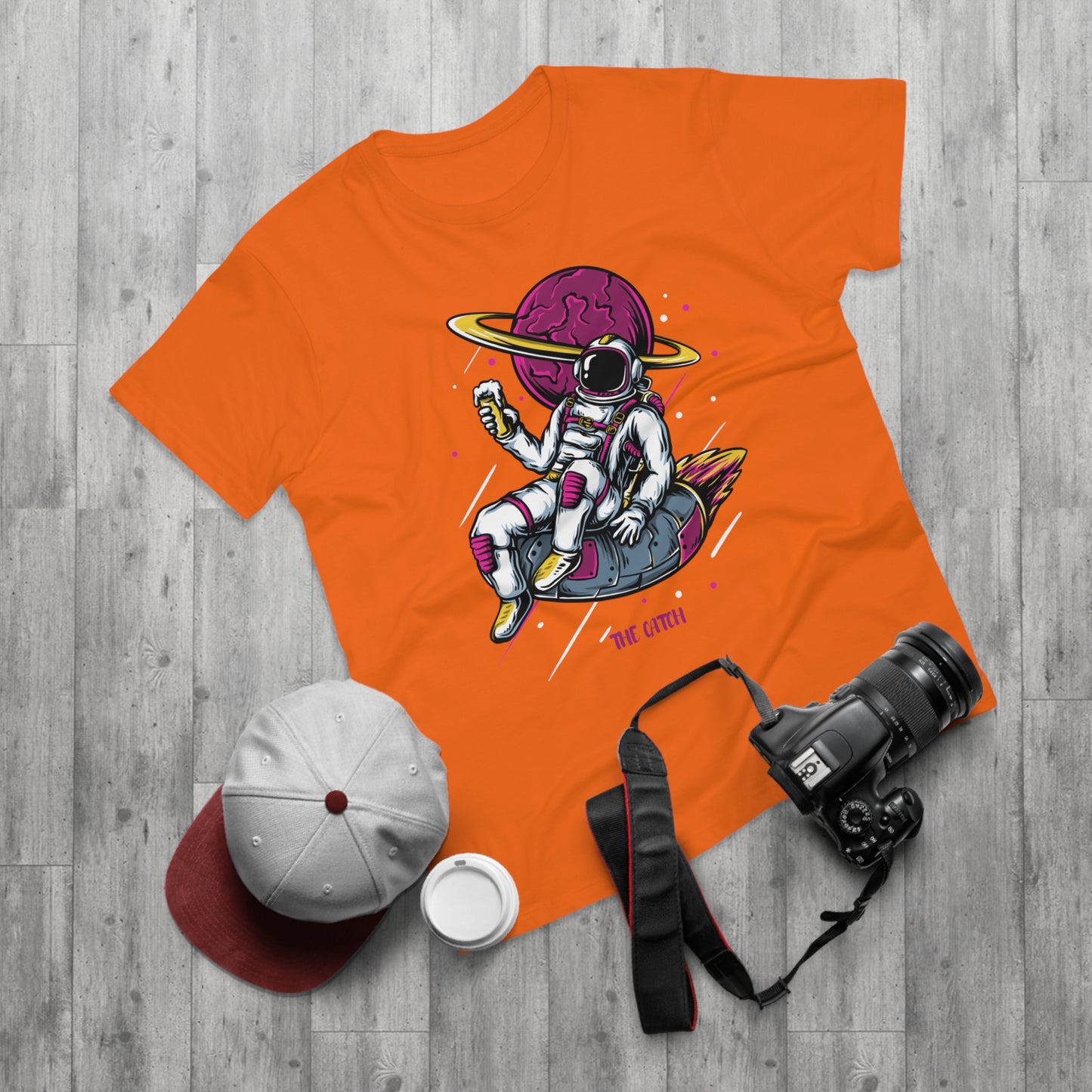 Cosmic Adventure Men's T-Shirt - Retro Astronaut Design