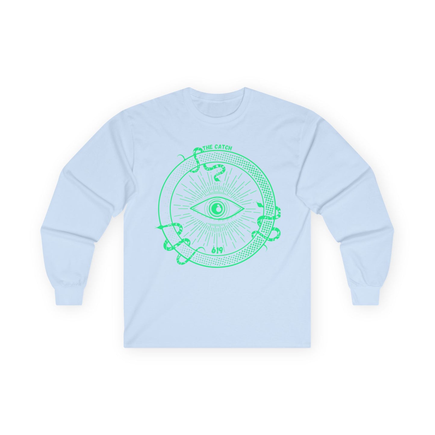 The Catch Graphic Long Sleeve Tee - Cotton Shirt with Eye Design - THE CATCH