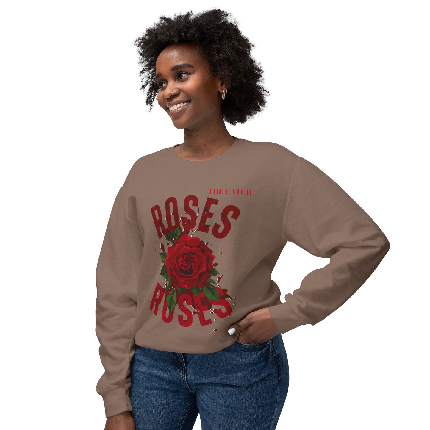 Lightweight Crewneck Sweatshirt - Roses Design