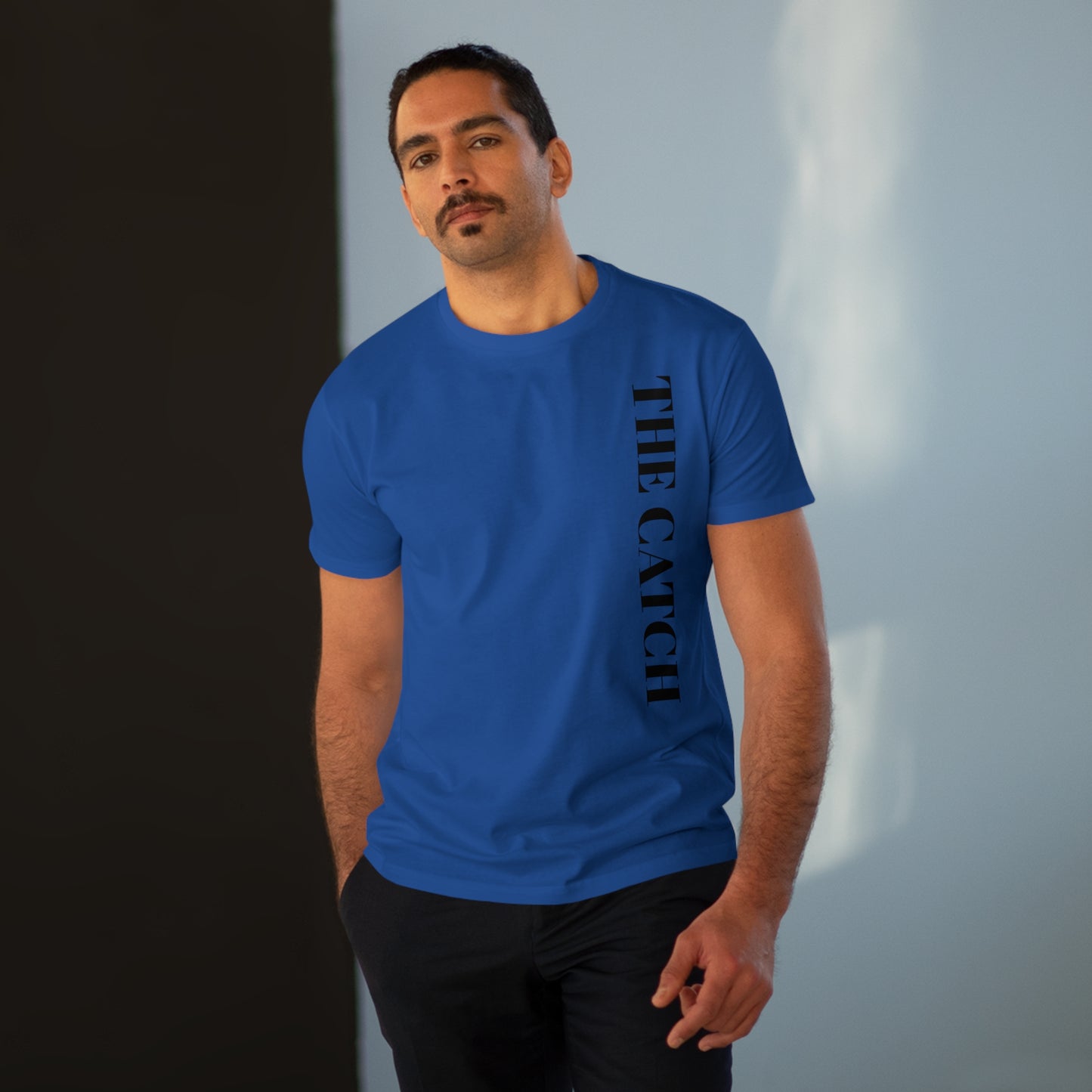 Urban Fashion Men's Modern-fit Tee - 'THE CATCH' Graphic Shirt for Trendsetters