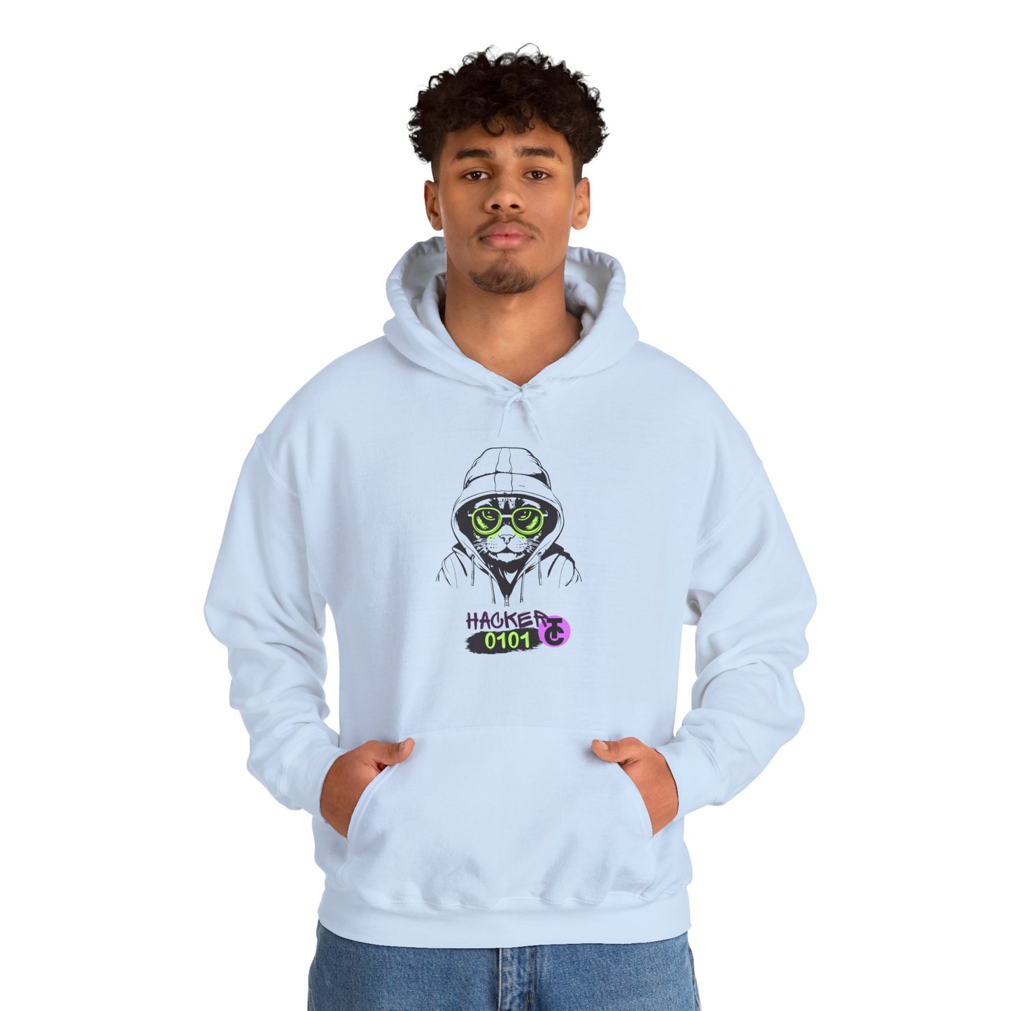 Hacker Cat Hoodie - Cozy Sweatshirt, Streetwear Pullover, Tech Enthusiast Gift, Cyberpunk Apparel, Casual Fashion