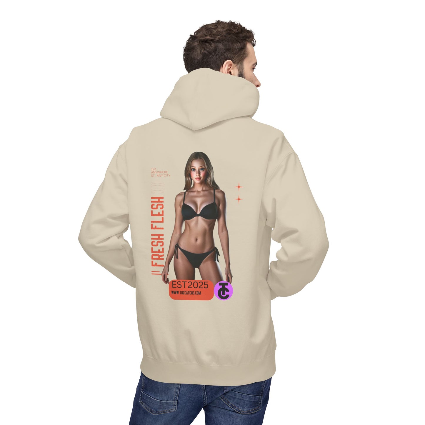 Fresh Flesh Graphic Hoodie for Trendsetters Midweight Fleece Sweatshirt - THE CATCH