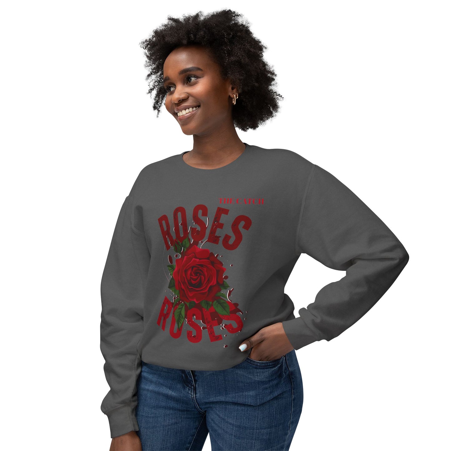 Lightweight Crewneck Sweatshirt - Roses Design