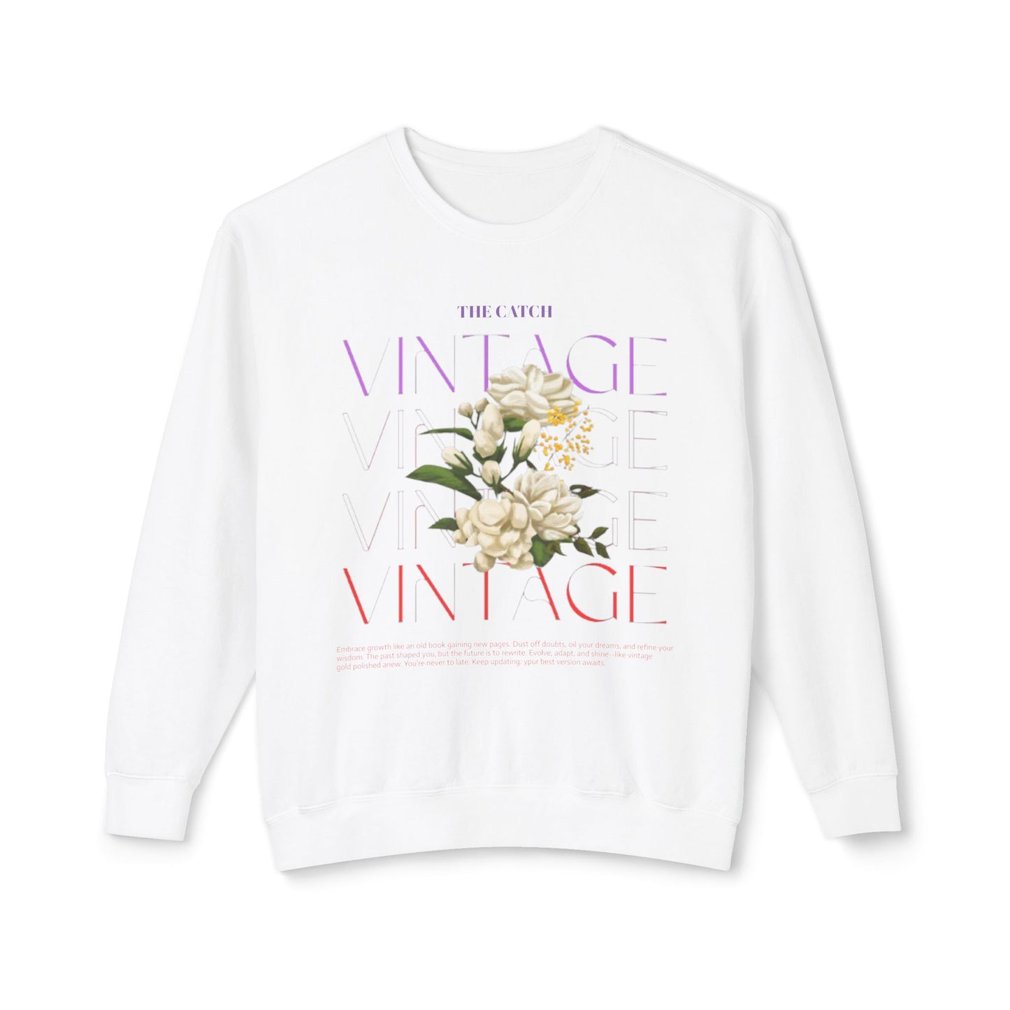 Vintage Floral Women's Lightweight Crewneck Sweatshirt - Casual & Stylish Design - THE CATCH