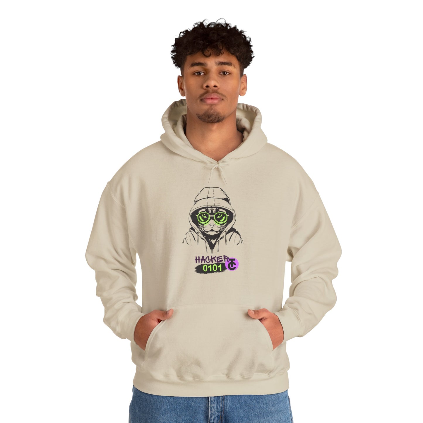 Hacker Cat Hoodie - Cozy Sweatshirt, Streetwear Pullover, Tech Enthusiast Gift, Cyberpunk Apparel, Casual Fashion - THE CATCH