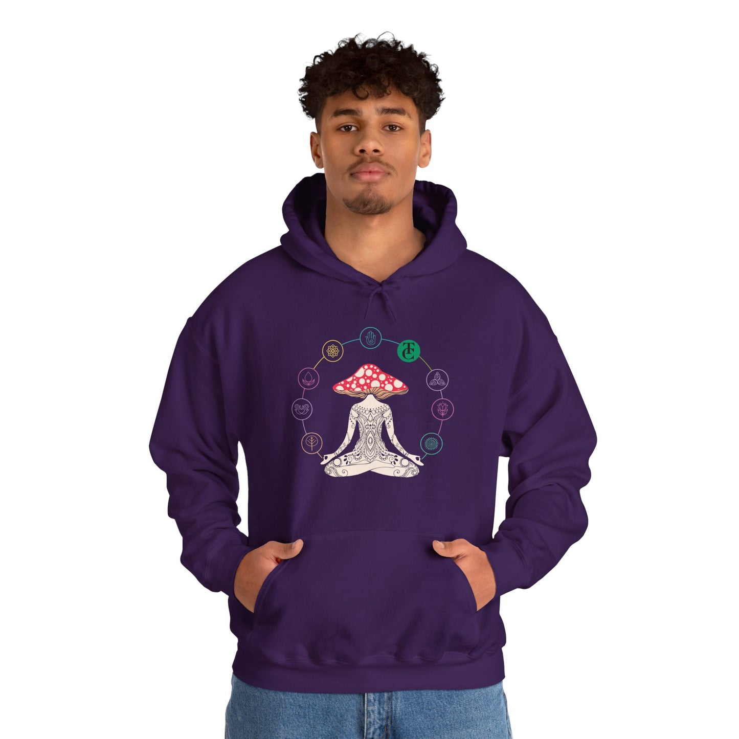 Meditative Mushroom Hoodie - Hooded Sweatshirt, Spiritual Fashion, Cozy Gift, Yoga Attire, Mindfulness Wear, Fall Fashion