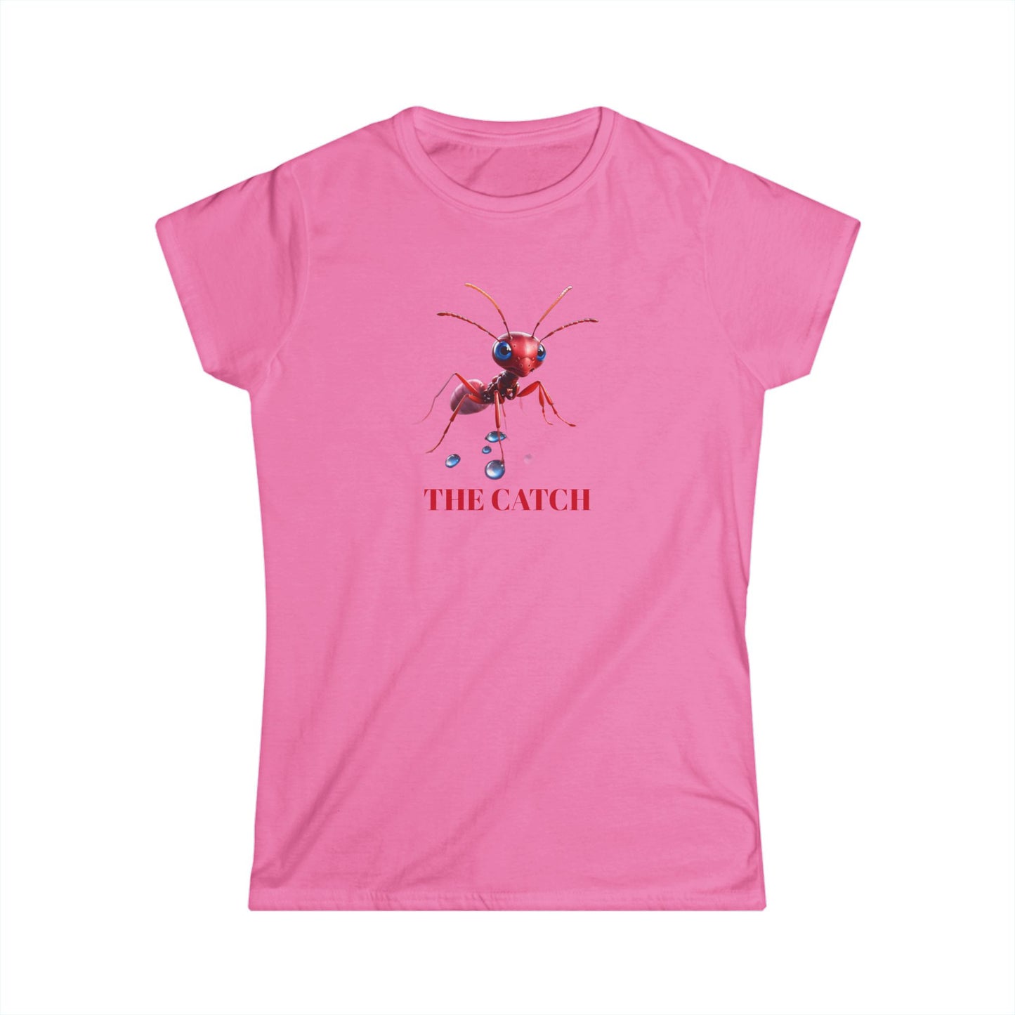 Women's Softstyle Tee - 'The Catch' Ant Graphic Shirt for Nature Lovers - THE CATCH