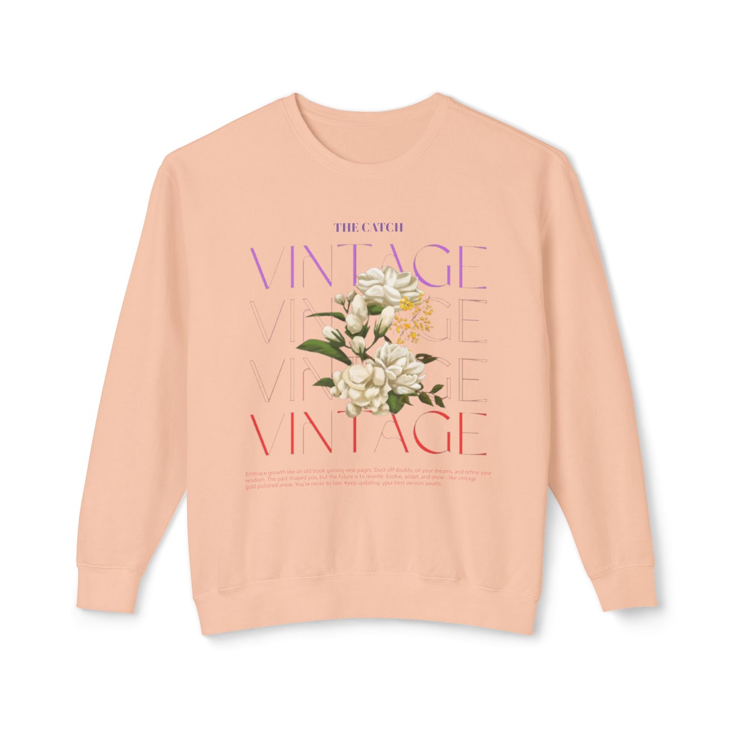 Vintage Floral Women's Lightweight Crewneck Sweatshirt - Casual & Stylish Design - THE CATCH