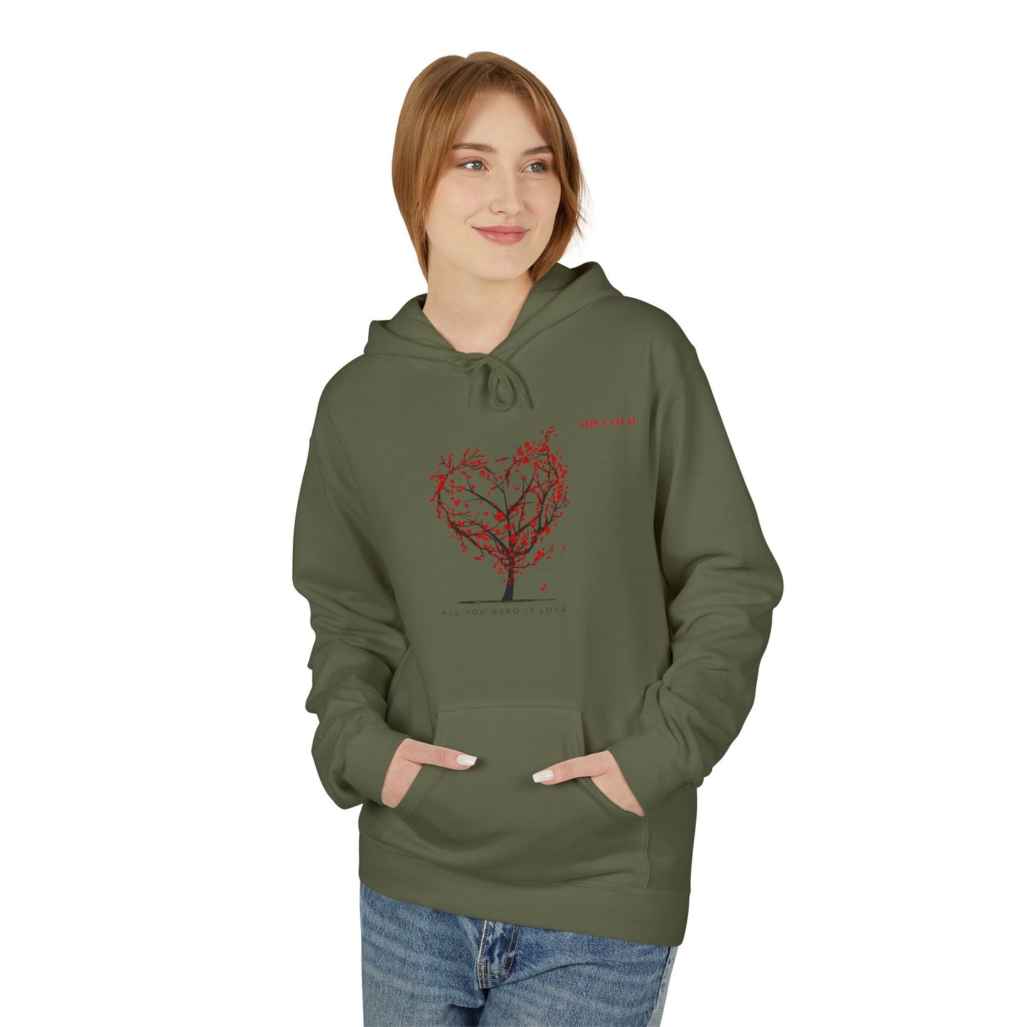 All You Need Is Love Fleece Hoodie -Midweight Pullover for Cozy Comfort