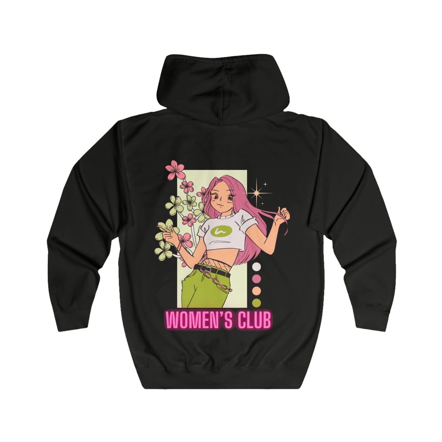 Trendy Women's Club Zip Hoodie - Floral Graphic, Comfortable Full Zip Design - THE CATCH