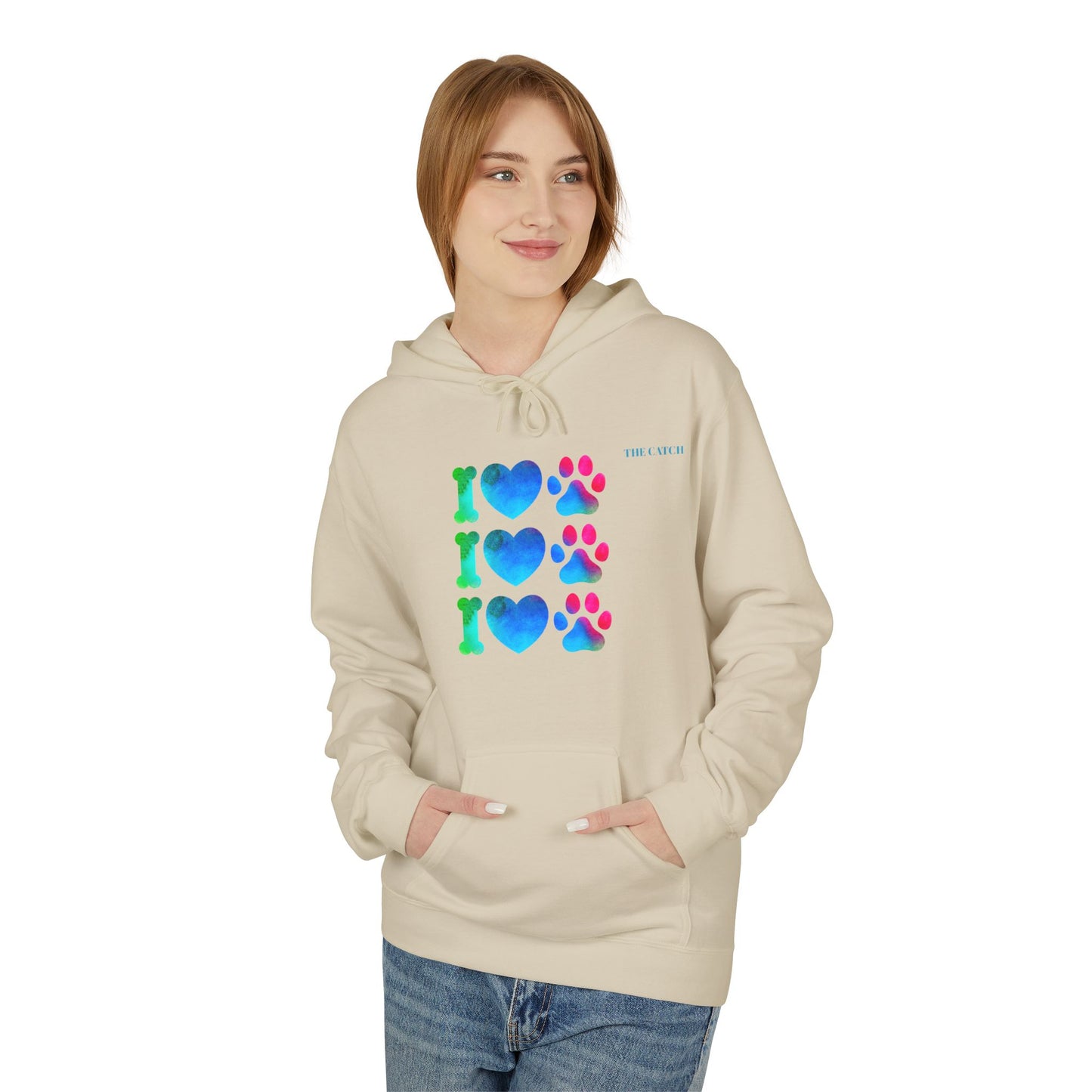 I Love Pets Midweight Softstyle Fleece Hoodie – Perfect Gift for Animal Lovers