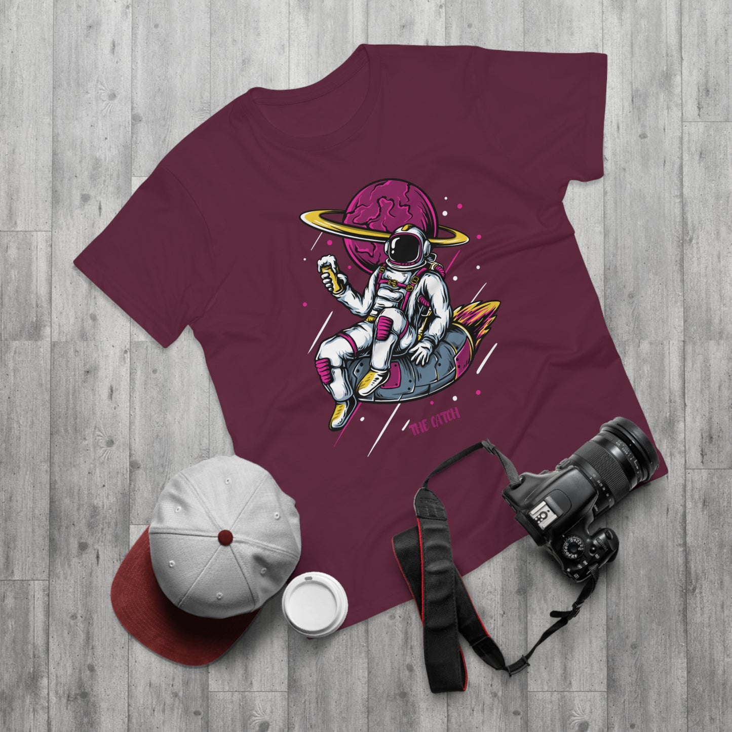 Cosmic Adventure Men's T-Shirt - Retro Astronaut Design