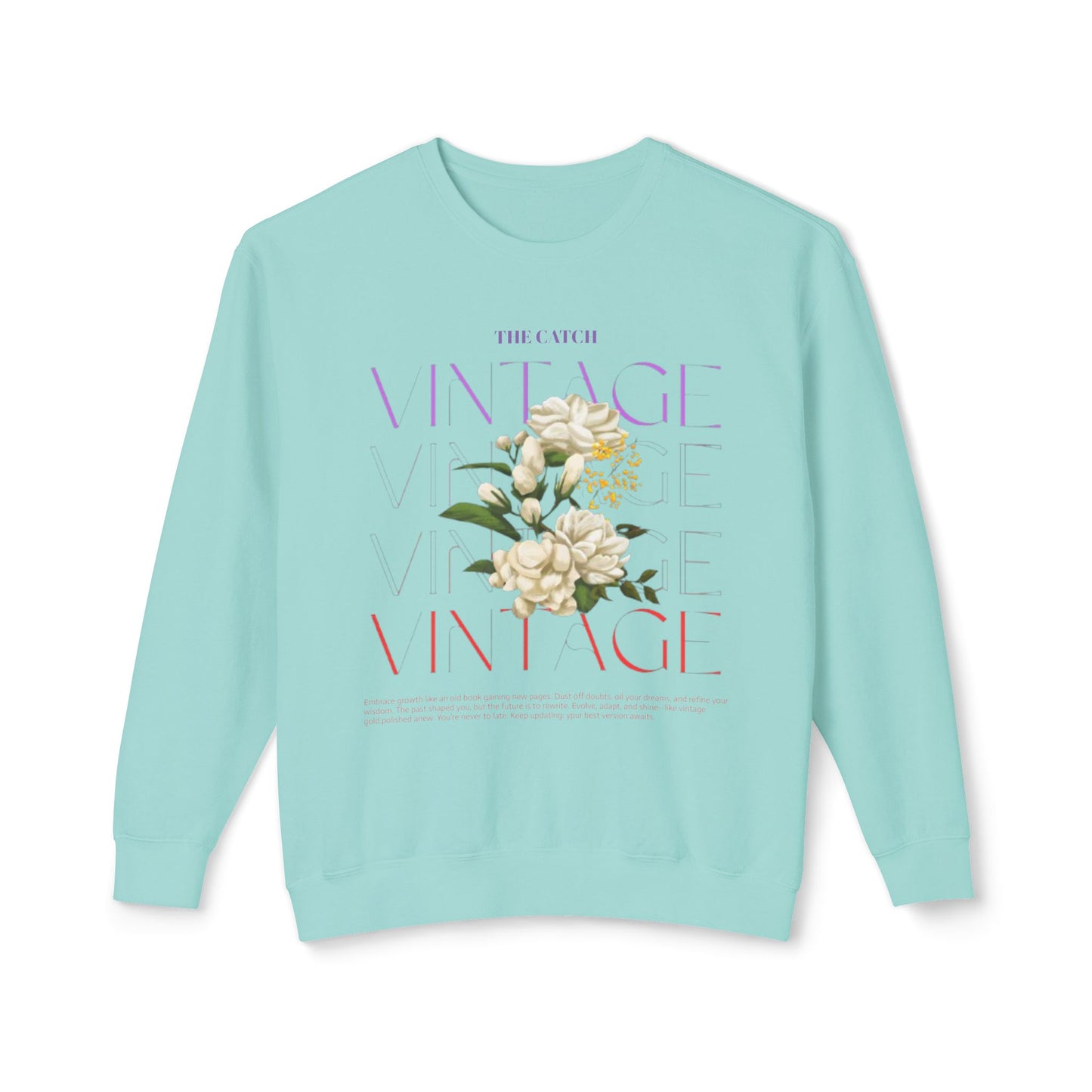 Vintage Floral Women's Lightweight Crewneck Sweatshirt - Casual & Stylish Design - THE CATCH