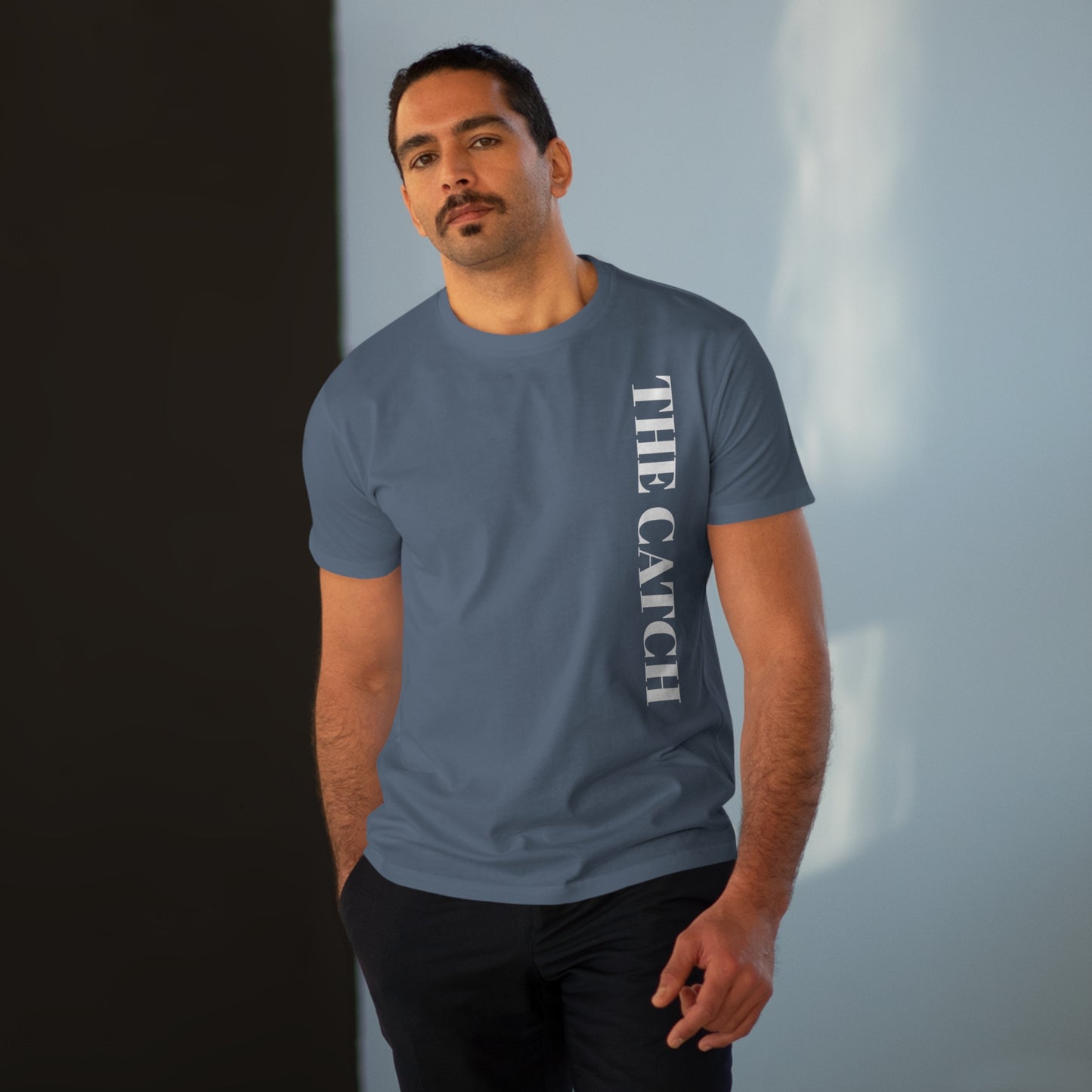 Urban Fashion Men's Modern-fit Tee - 'THE CATCH' Graphic Shirt for Trendsetters