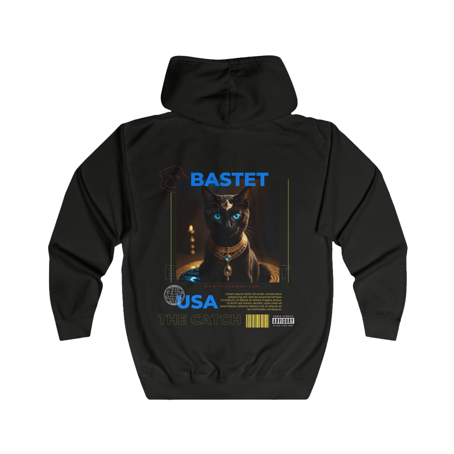Bastet Cat Full Zip Hoodie - Stylish & Cozy Graphic Hoodie for Cat Lovers